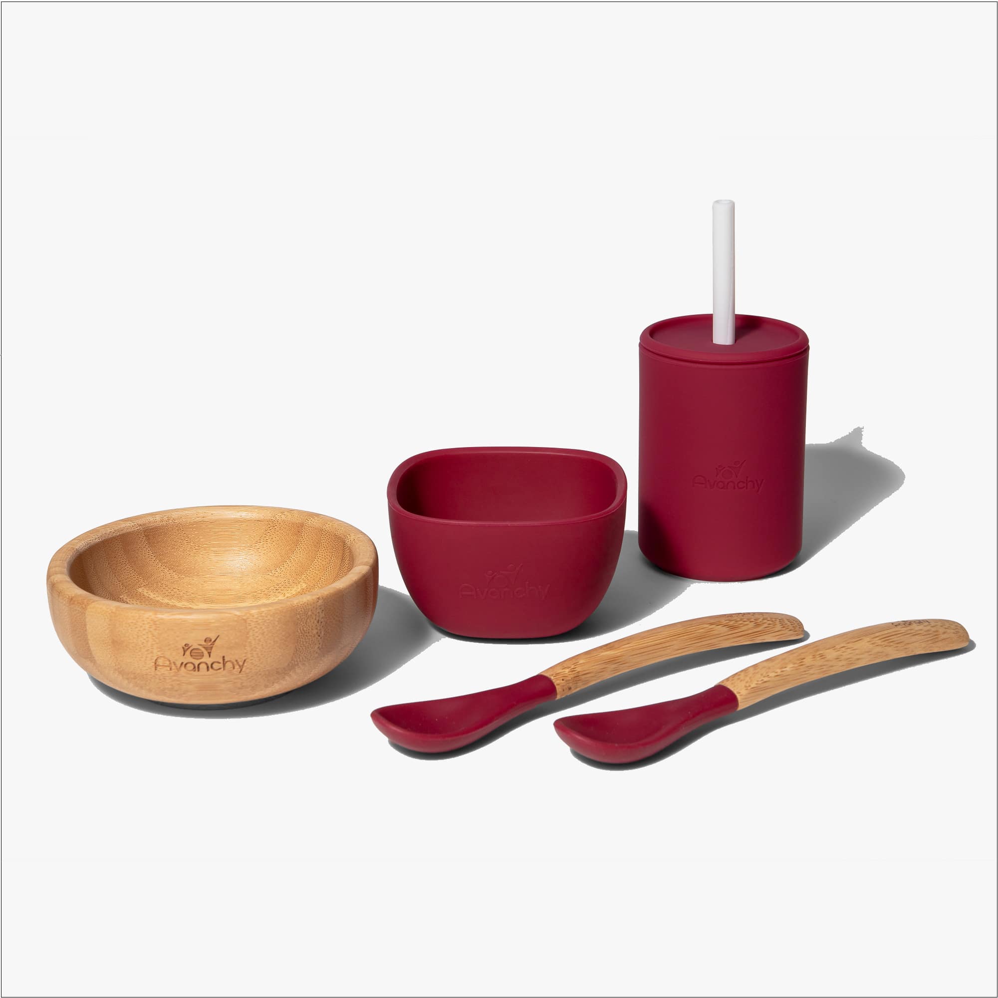 Avanchy La Petite Bamboo Mini Bowl Infant Feeding Avanchy Sustainable Baby Dishware Family Set Magenta 