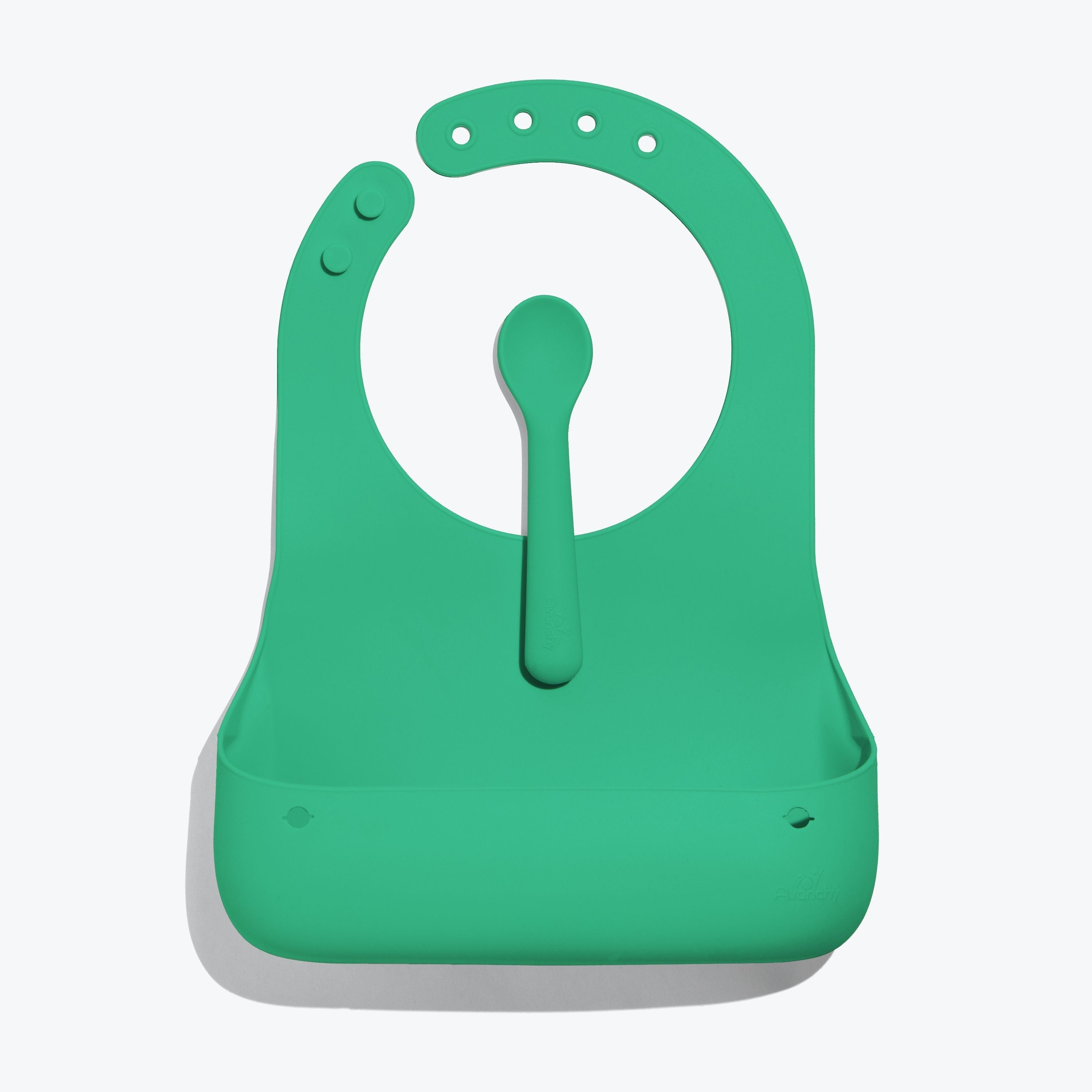 Avanchy Roll & Go Silicone Bibs for Babies + Spoon Bibs Avanchy Sustainable Baby Dishware Green  