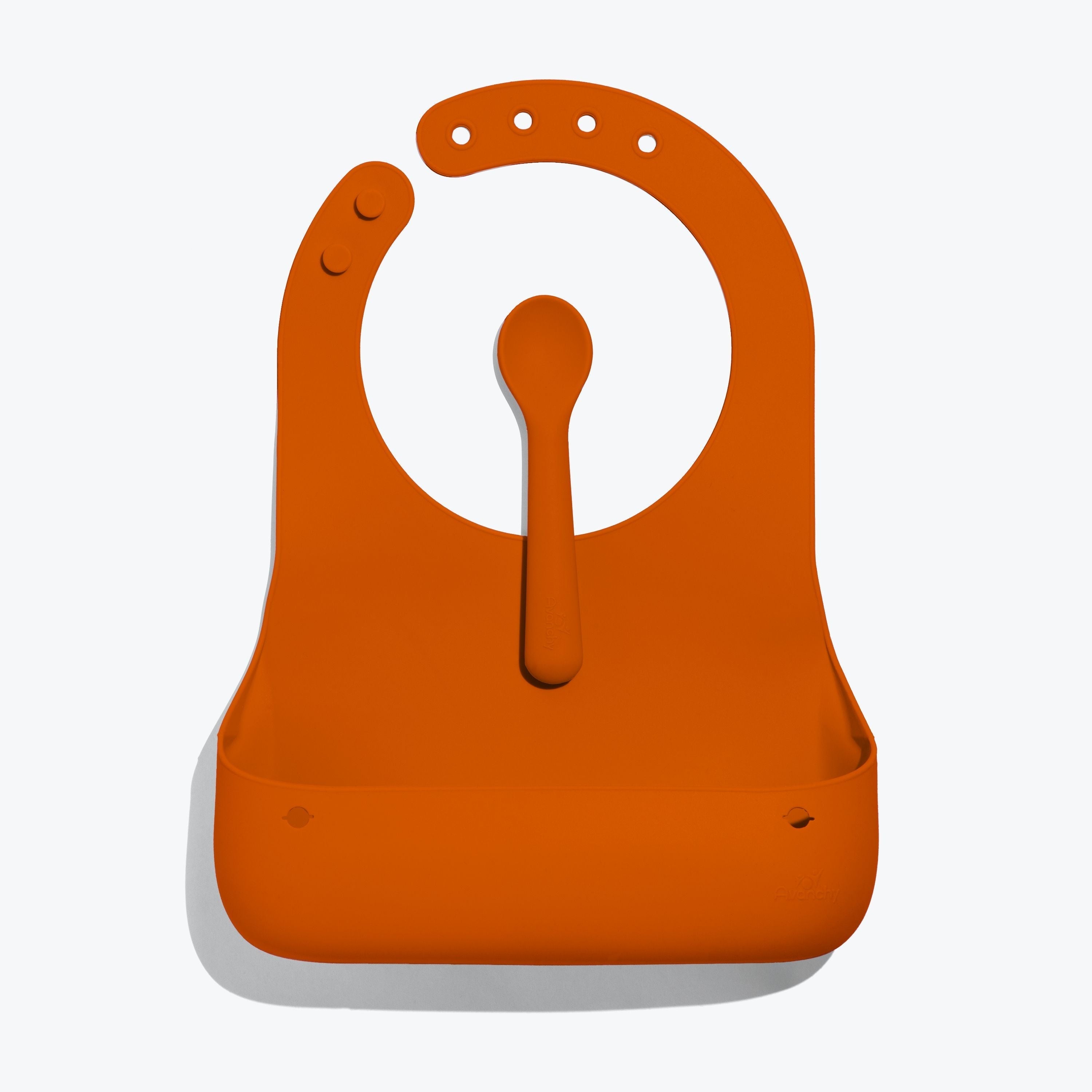 Avanchy Roll & Go Silicone Bibs for Babies + Spoon Bibs Avanchy Sustainable Baby Dishware Orange  