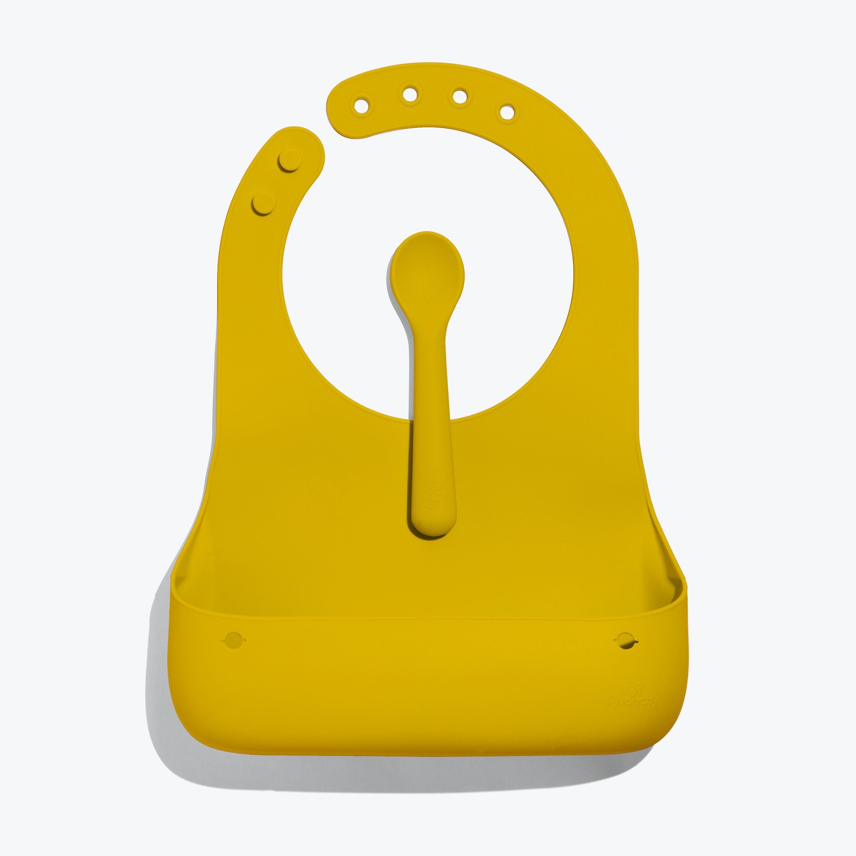 Avanchy Roll & Go Silicone Bibs for Babies + Spoon Bibs Avanchy Sustainable Baby Dishware Yellow  