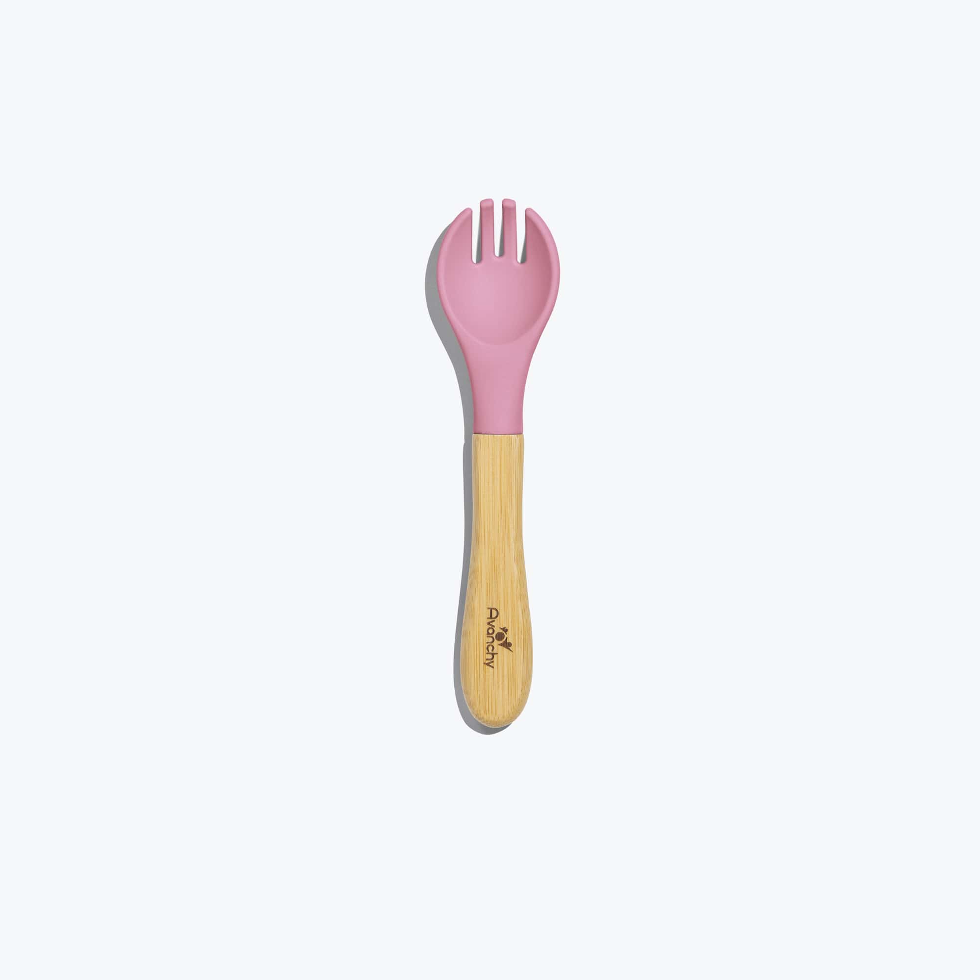 Avanchy Single Bamboo Training Fork Toddler Feeding Avanchy Sustainable Baby Dishware Pink  