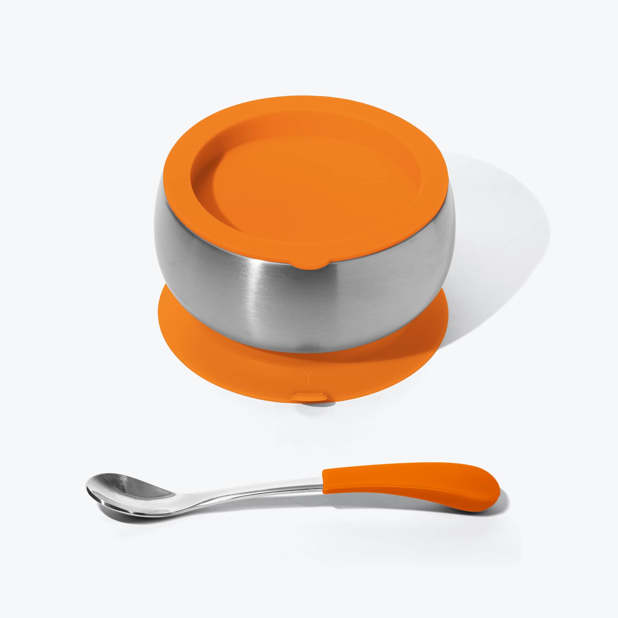 Avanchy Stainless Steel Baby Bowl with Spoon Combo + Air Tight Lid Baby Feeding Avanchy Sustainable Baby Dishware Orange Infant 