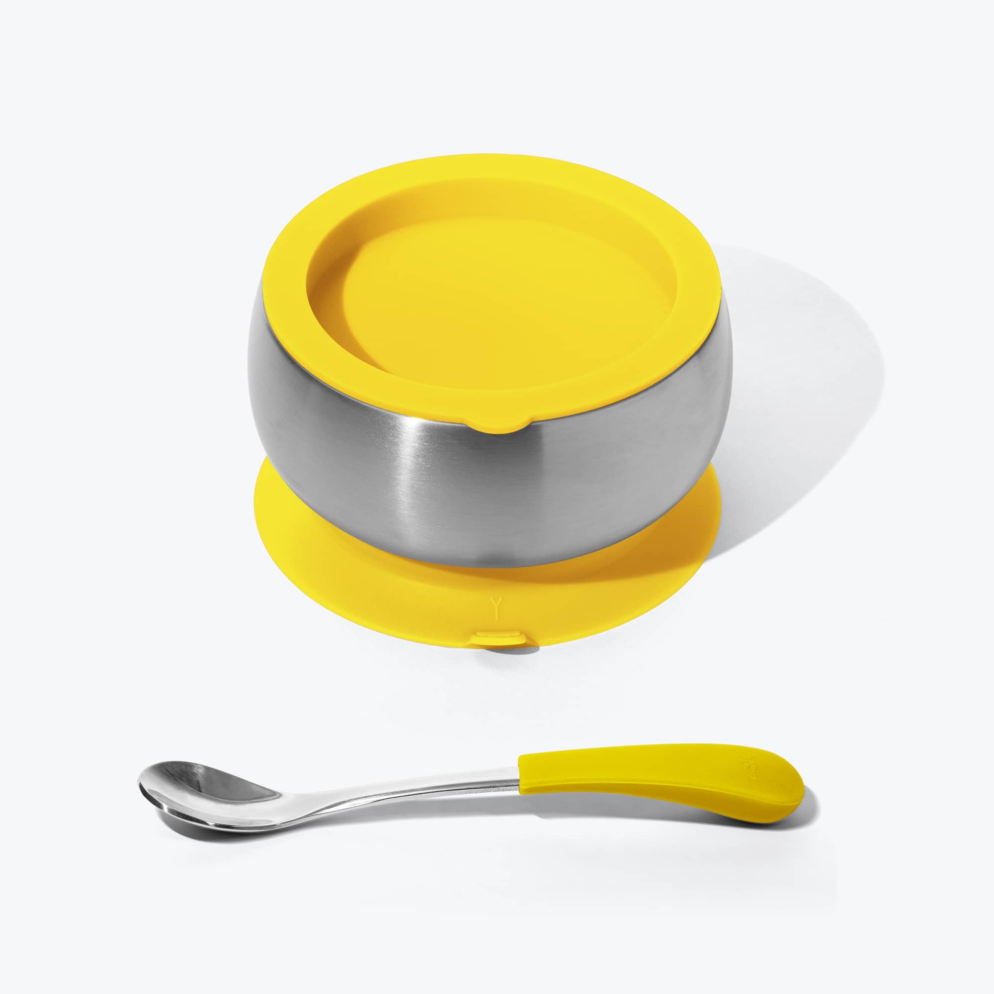 Avanchy Stainless Steel Baby Bowl with Spoon Combo + Air Tight Lid Baby Feeding Avanchy Sustainable Baby Dishware Yellow Infant 