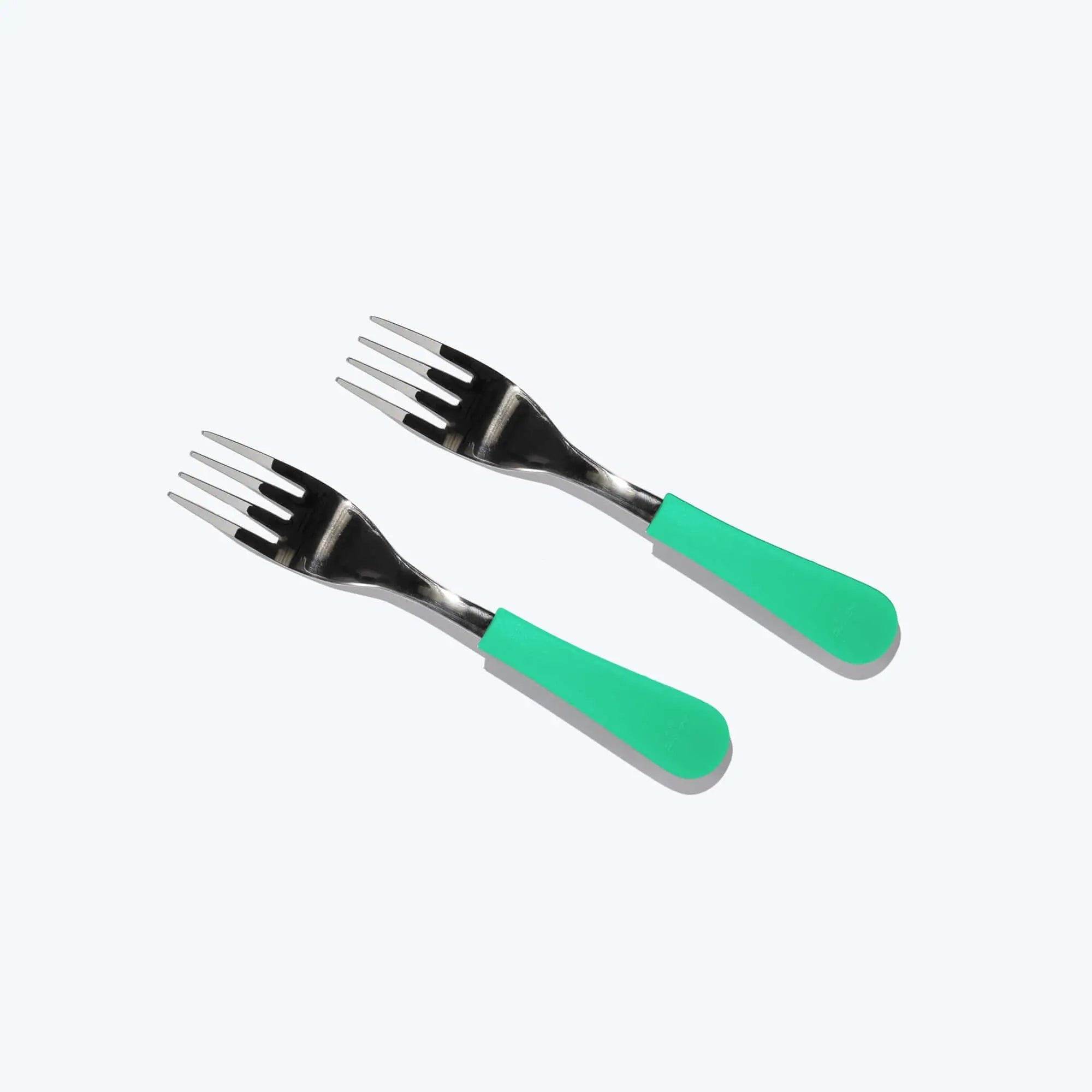 Avanchy Stainless Steel Baby Forks, 2 Pack Toddler Feeding Avanchy Sustainable Baby Dishware Green 2 Forks 