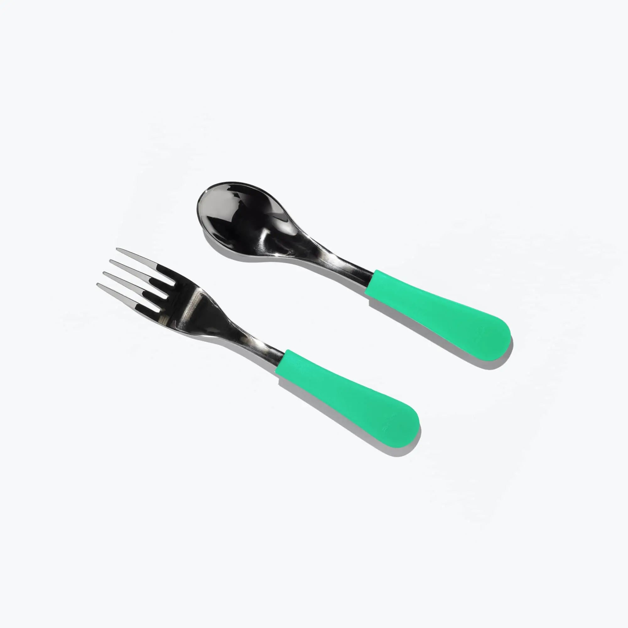 Avanchy Stainless Steel Baby Forks, 2 Pack Toddler Feeding Avanchy Sustainable Baby Dishware Green Fork-Spoon 