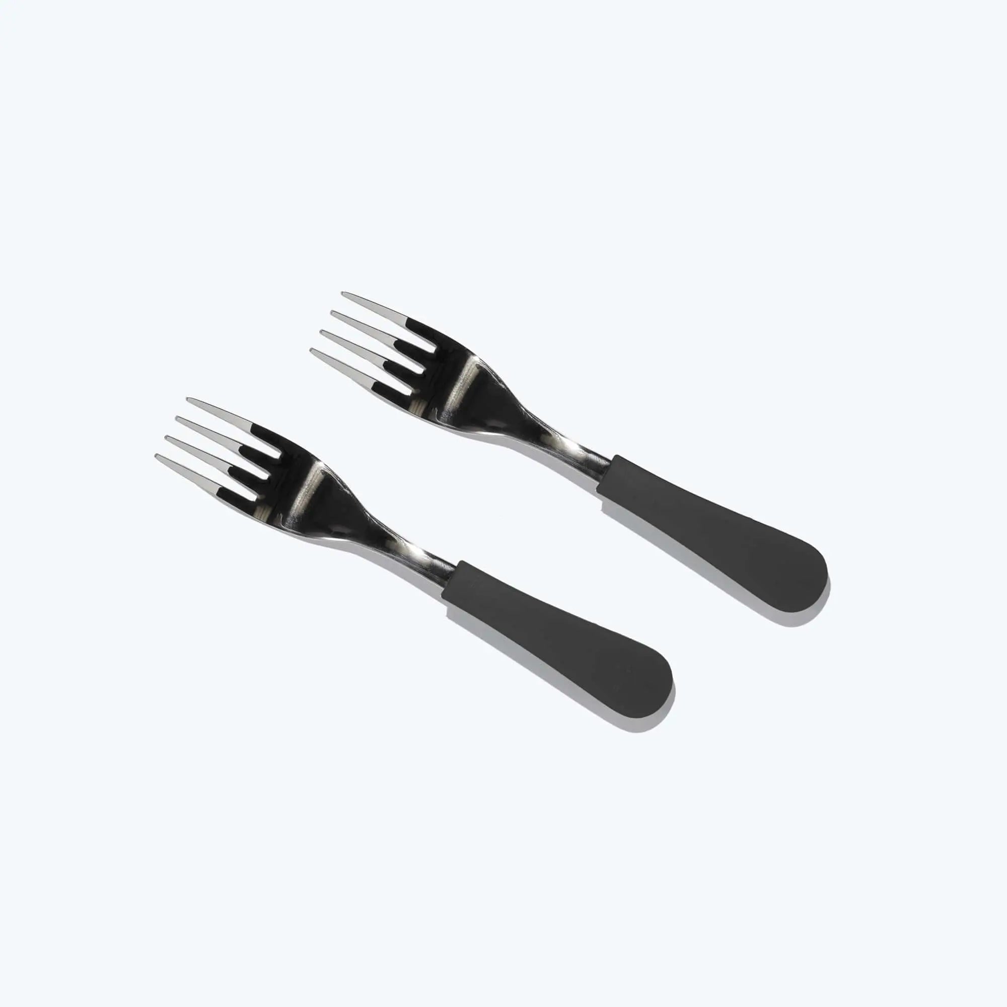 Avanchy Stainless Steel Baby Forks, 2 Pack Toddler Feeding Avanchy Sustainable Baby Dishware Black 2 Forks 