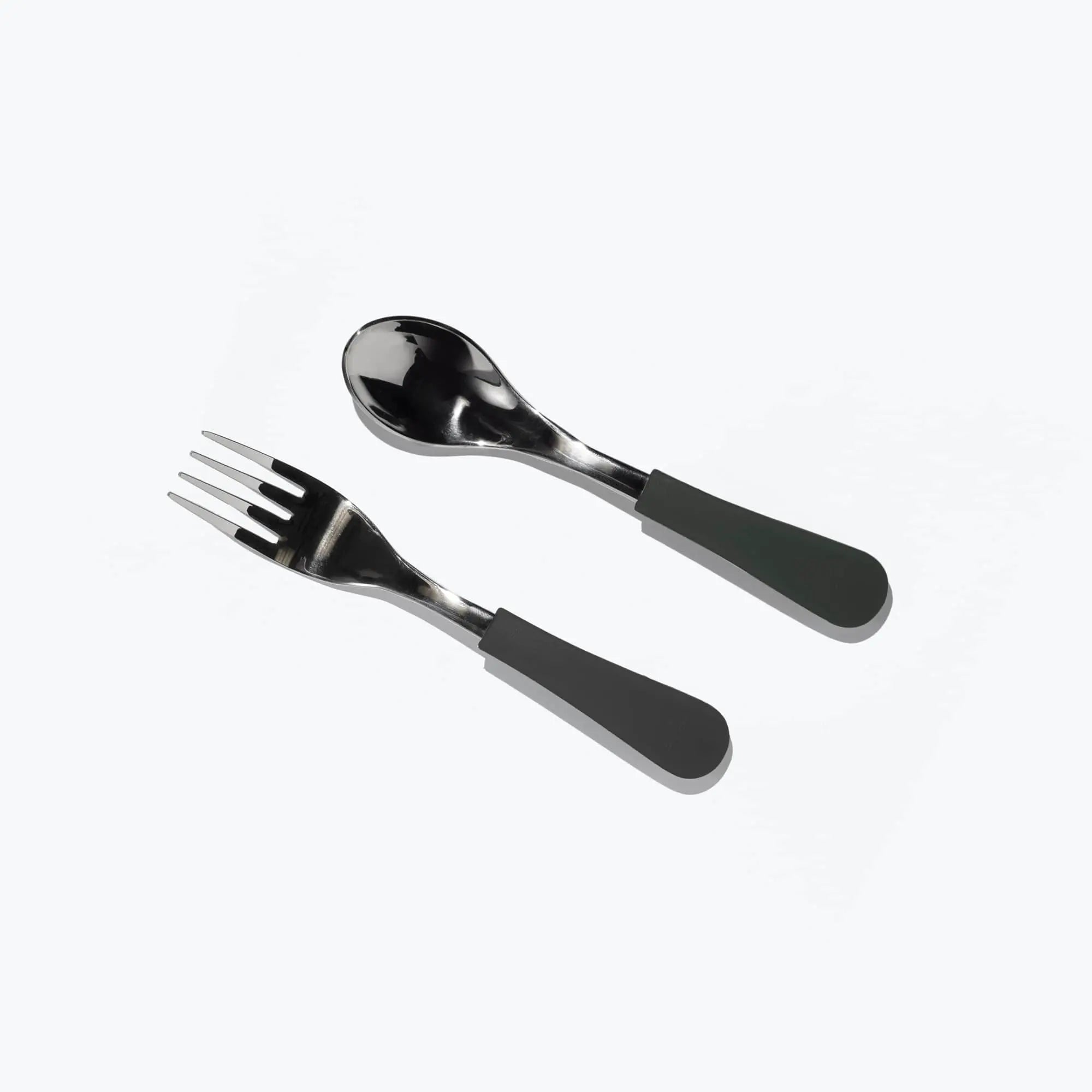 Avanchy Stainless Steel Baby Forks, 2 Pack Toddler Feeding Avanchy Sustainable Baby Dishware Black Fork-Spoon 