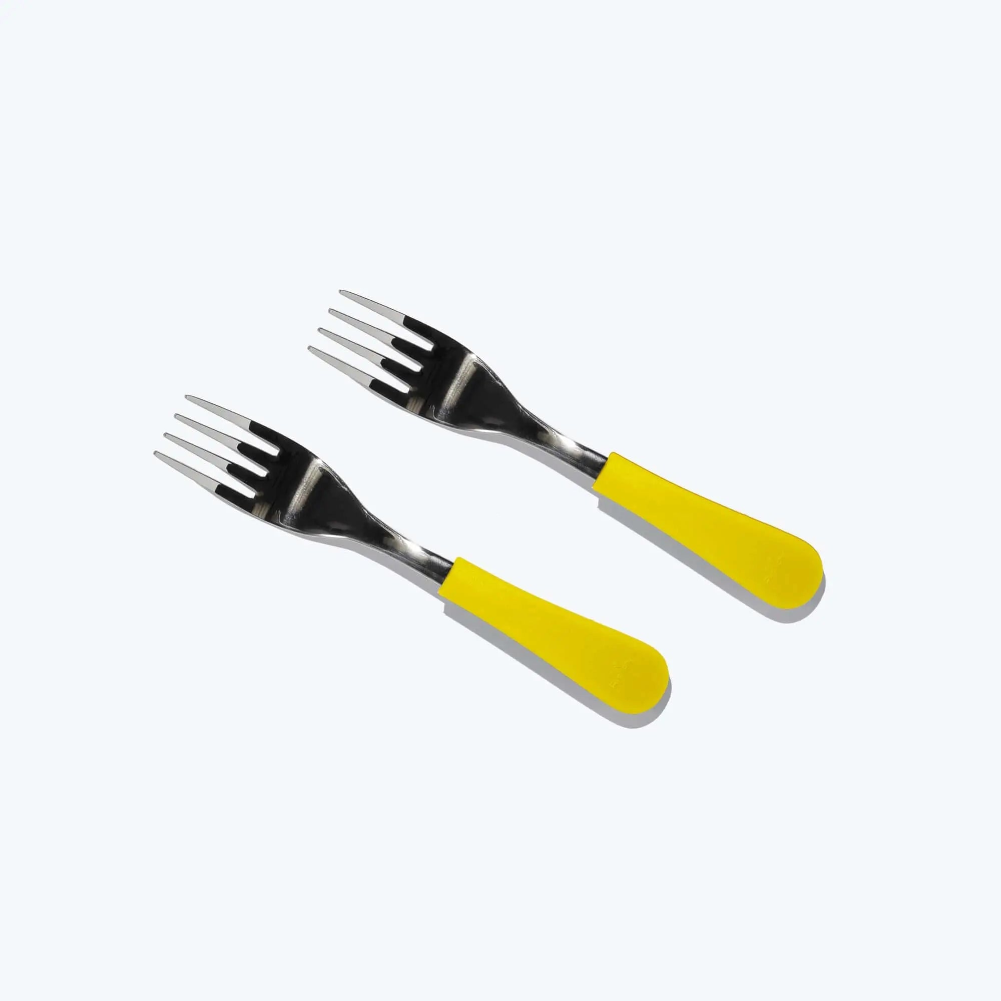 Avanchy Stainless Steel Baby Forks, 2 Pack Toddler Feeding Avanchy Sustainable Baby Dishware Yellow 2 Forks 