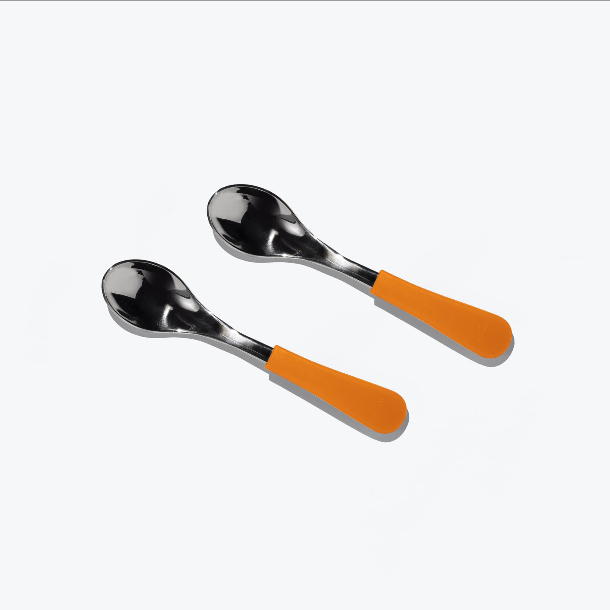 Avanchy Stainless Steel Baby Spoons 2 Pack. (Older Babies) Baby Feeding Avanchy Sustainable Baby Dishware Orange  