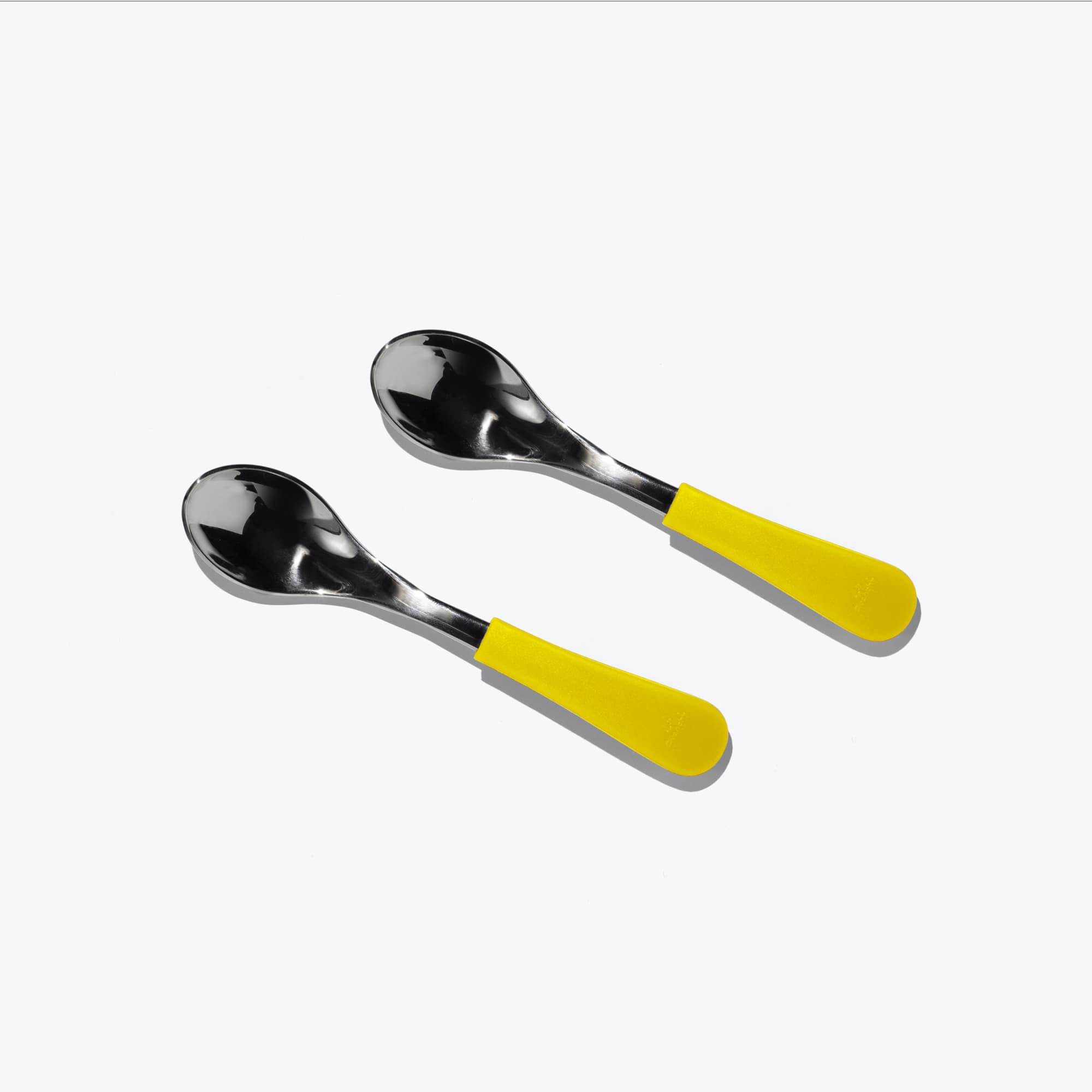 Avanchy Stainless Steel Baby Spoons 2 Pack. (Older Babies) Baby Feeding Avanchy Sustainable Baby Dishware Yellow  