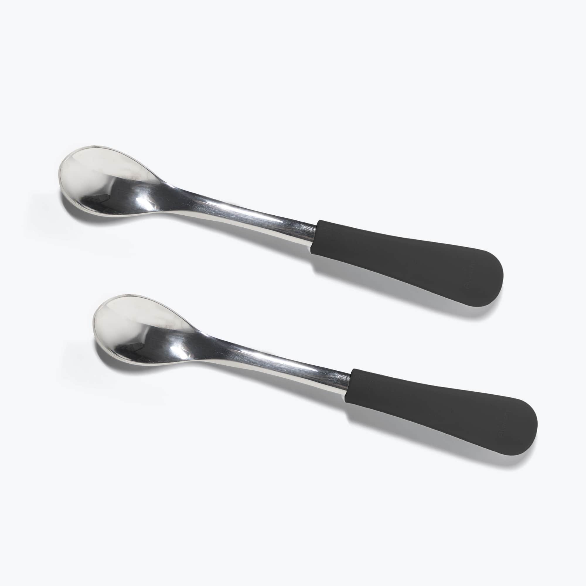 Avanchy Stainless Steel Infant Spoons 2 Pack. (Younger Babies) Baby Feeding Avanchy Sustainable Baby Dishware Black  