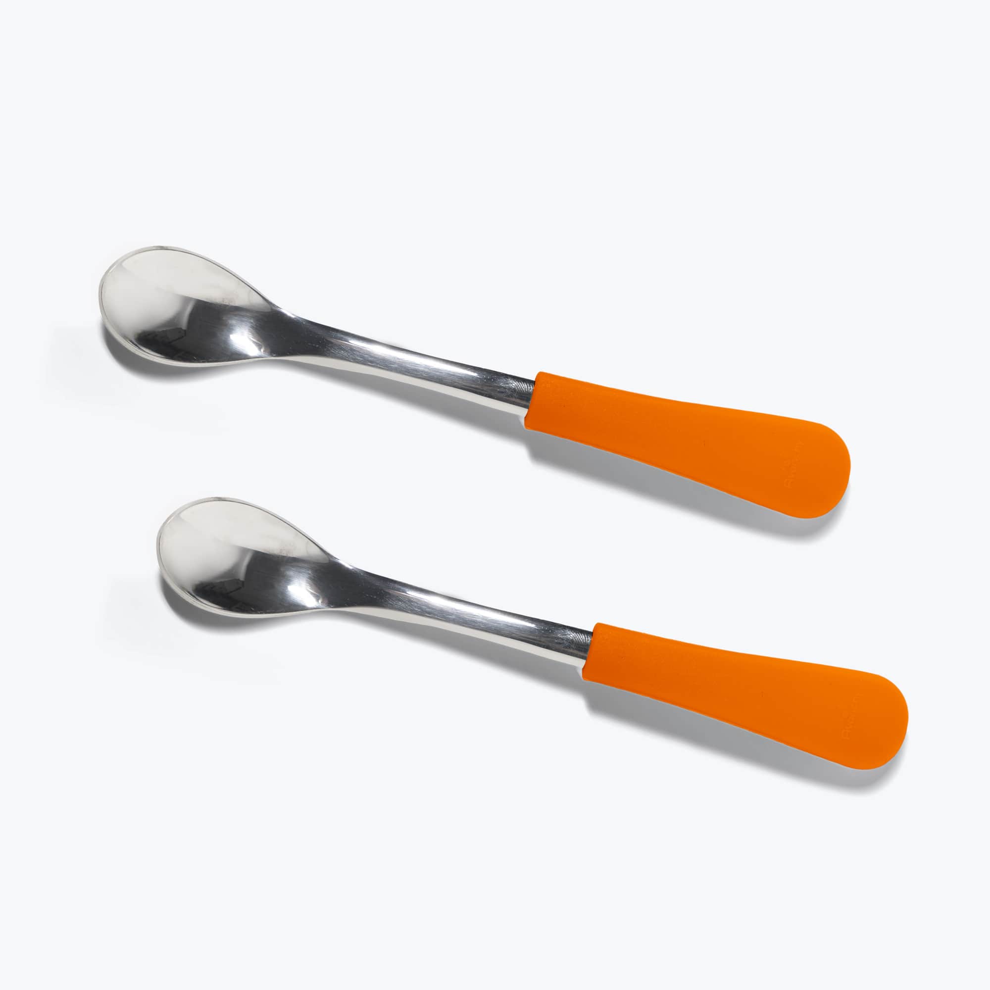 Avanchy Stainless Steel Infant Spoons 2 Pack. (Younger Babies) Baby Feeding Avanchy Sustainable Baby Dishware Orange  