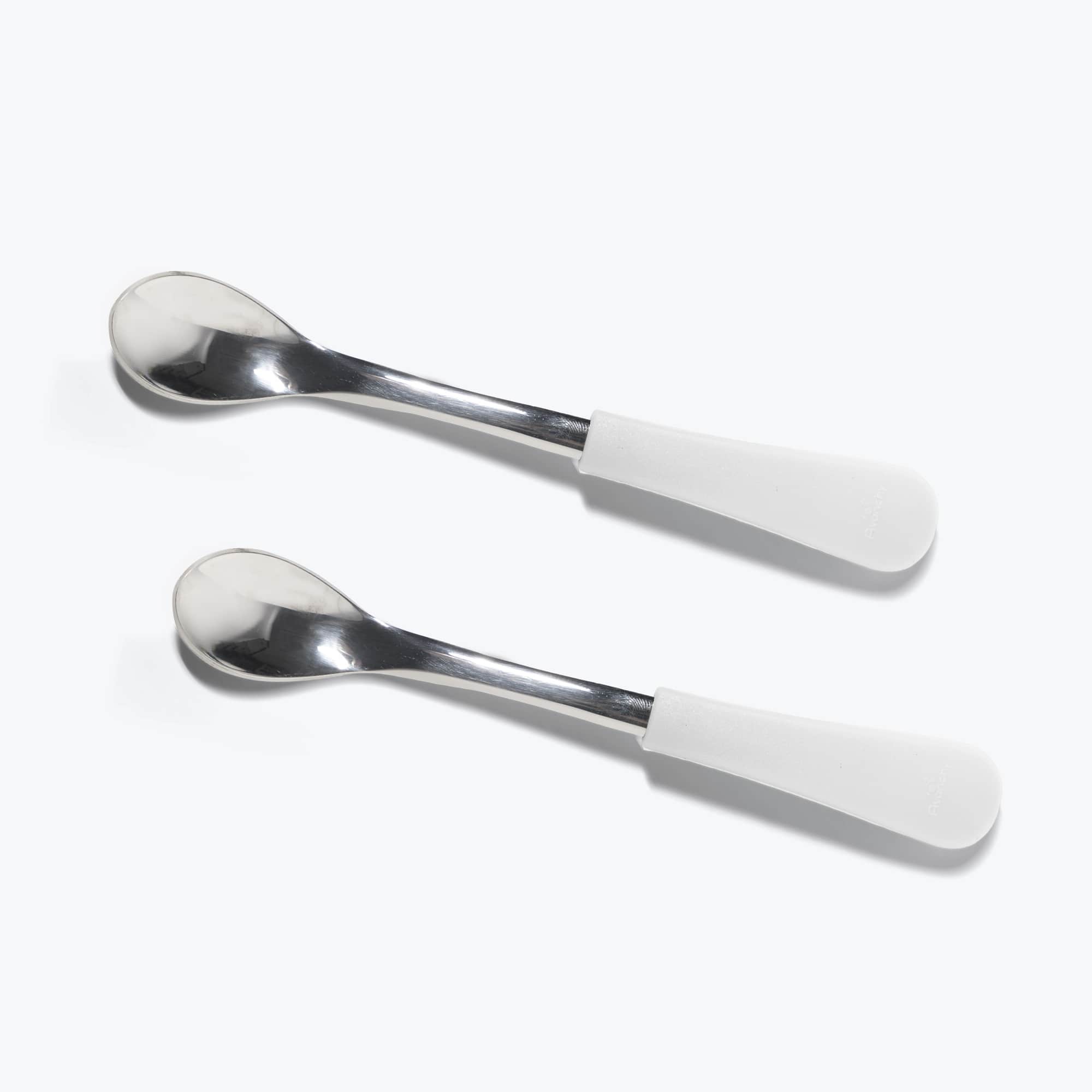 Avanchy Stainless Steel Infant Spoons 2 Pack. (Younger Babies) Baby Feeding Avanchy Sustainable Baby Dishware White  