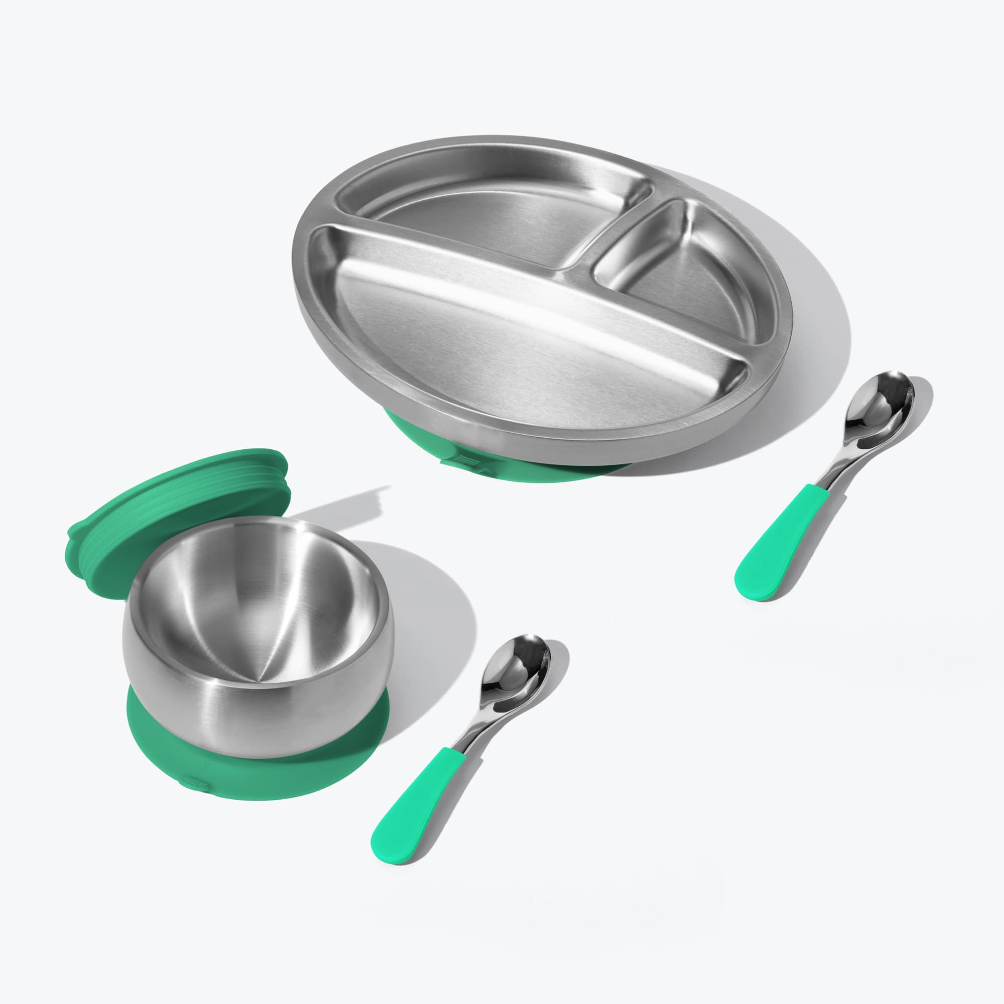 Avanchy Stainless Steel Rainbow Baby Collections Baby Feeding Avanchy Sustainable Baby Dishware Green  