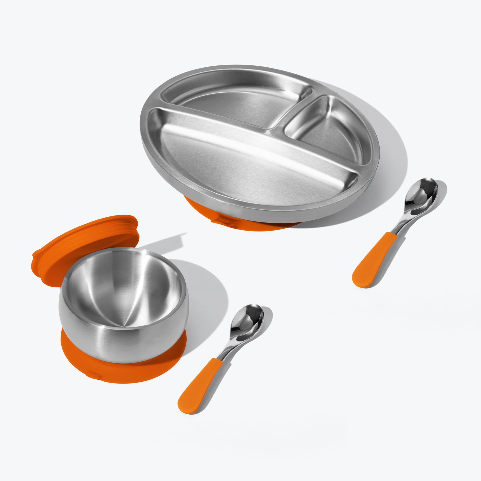 Avanchy Stainless Steel Rainbow Baby Collections Baby Feeding Avanchy Sustainable Baby Dishware Orange  