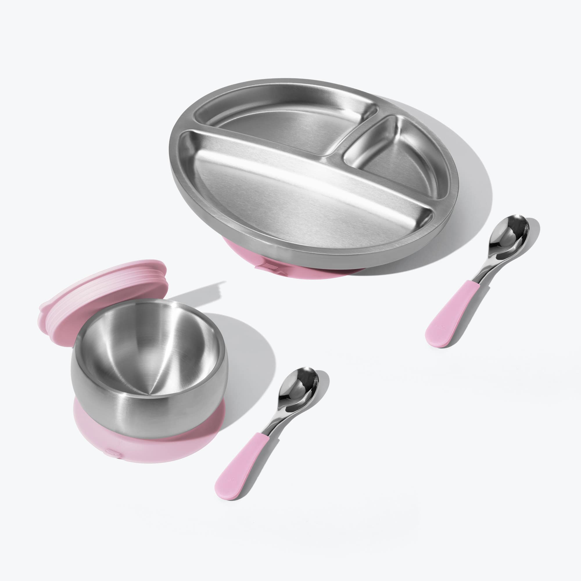 Avanchy Stainless Steel Rainbow Baby Collections Baby Feeding Avanchy Sustainable Baby Dishware Pink  