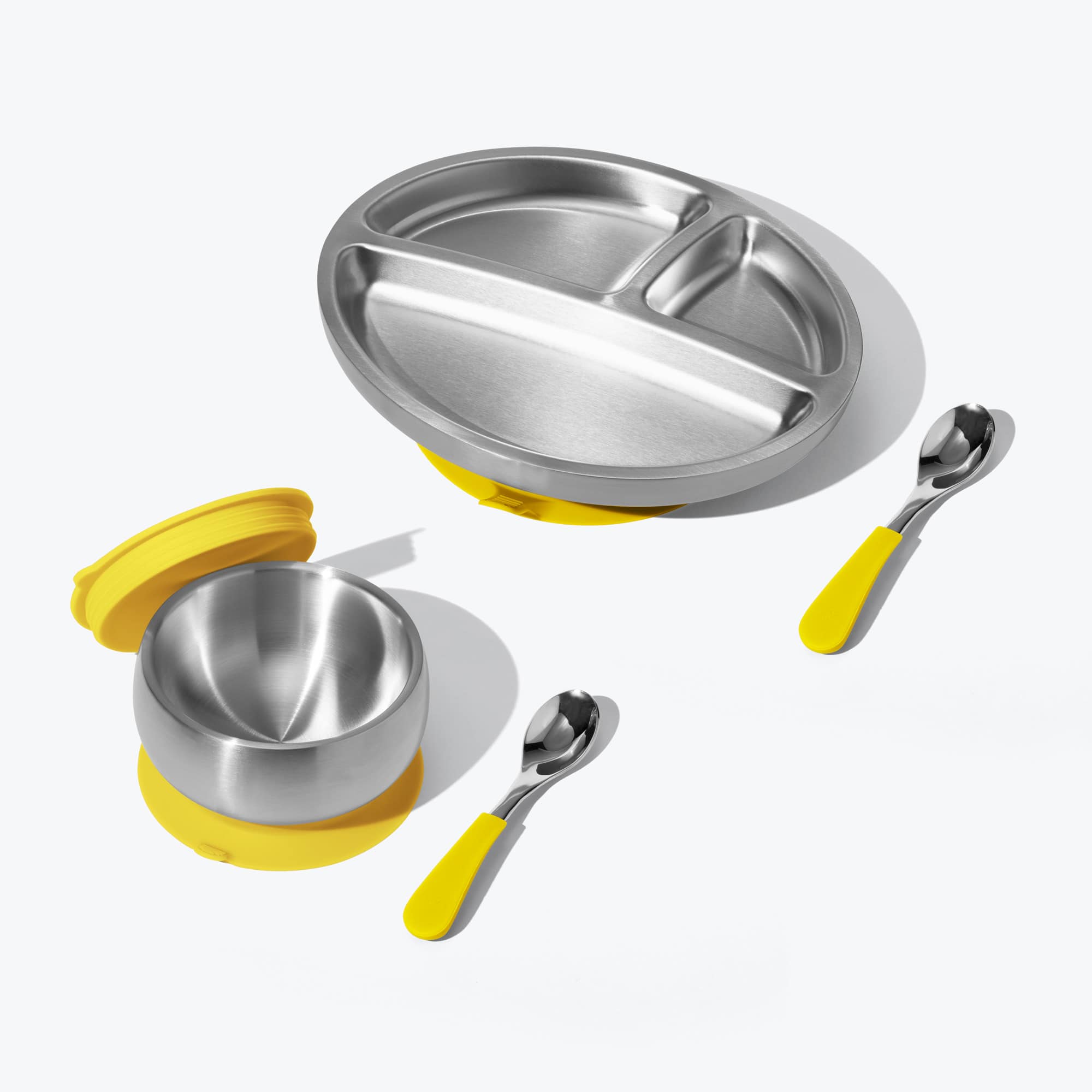 Avanchy Stainless Steel Rainbow Baby Collections Baby Feeding Avanchy Sustainable Baby Dishware Yellow  