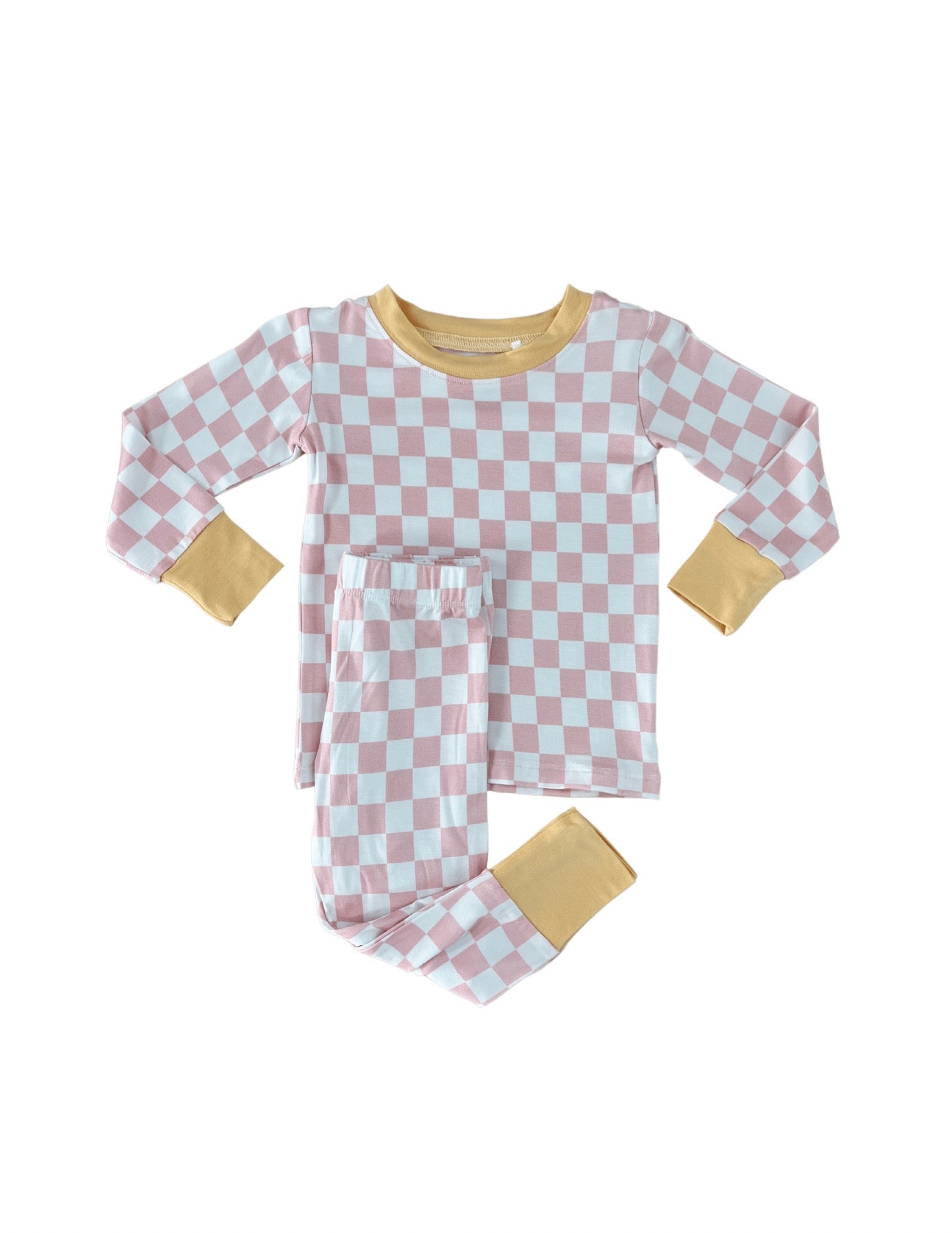 Blush Checkered Two Piece Set Baby & Toddler Sleepwear In my Jammers   