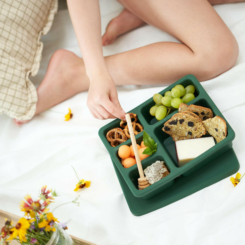 Silicone Bento Box Mini Floral Hunter Green  Austin Baby Collection   