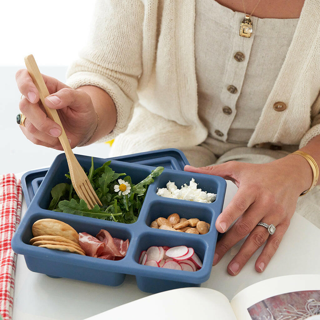 Silicone Bento Box Solid Newport Blue  Austin Baby Collection   