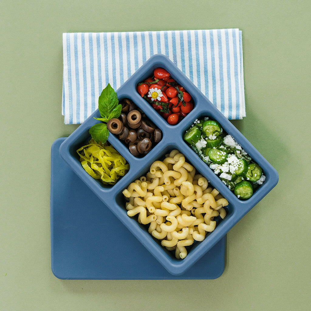 Silicone Bento Box Solid Newport Blue  Austin Baby Collection   