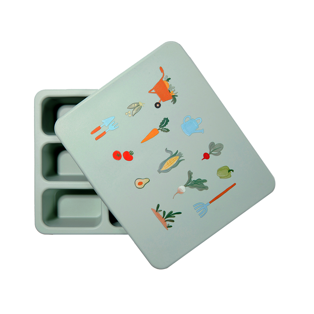 Silicone Bento Box Veggie Garden Robin's Egg Blue  Austin Baby Collection   
