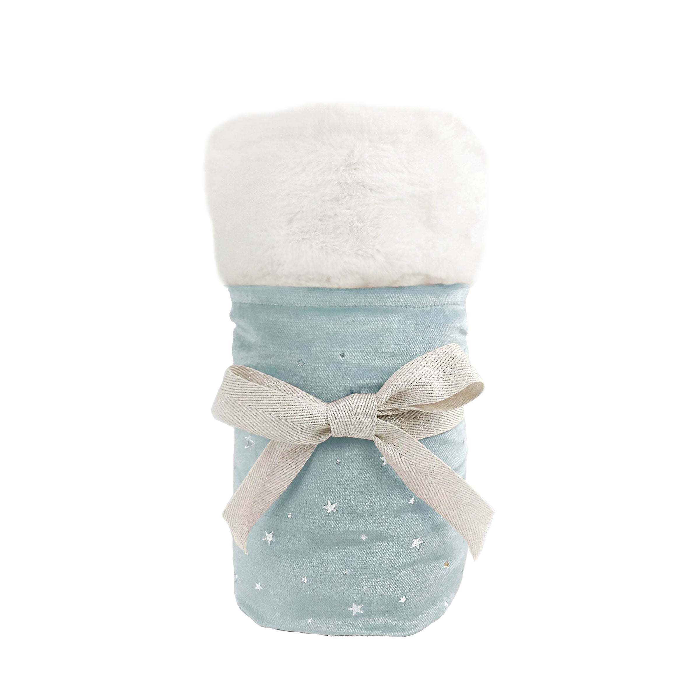 Celestial Velvet and Faux Fur Baby Blanket - Ice Blue Blankets MON AMI   