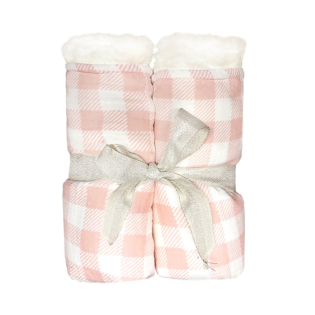 PLUSH PINK GINGHAM BLANKET Blanket MON AMI   