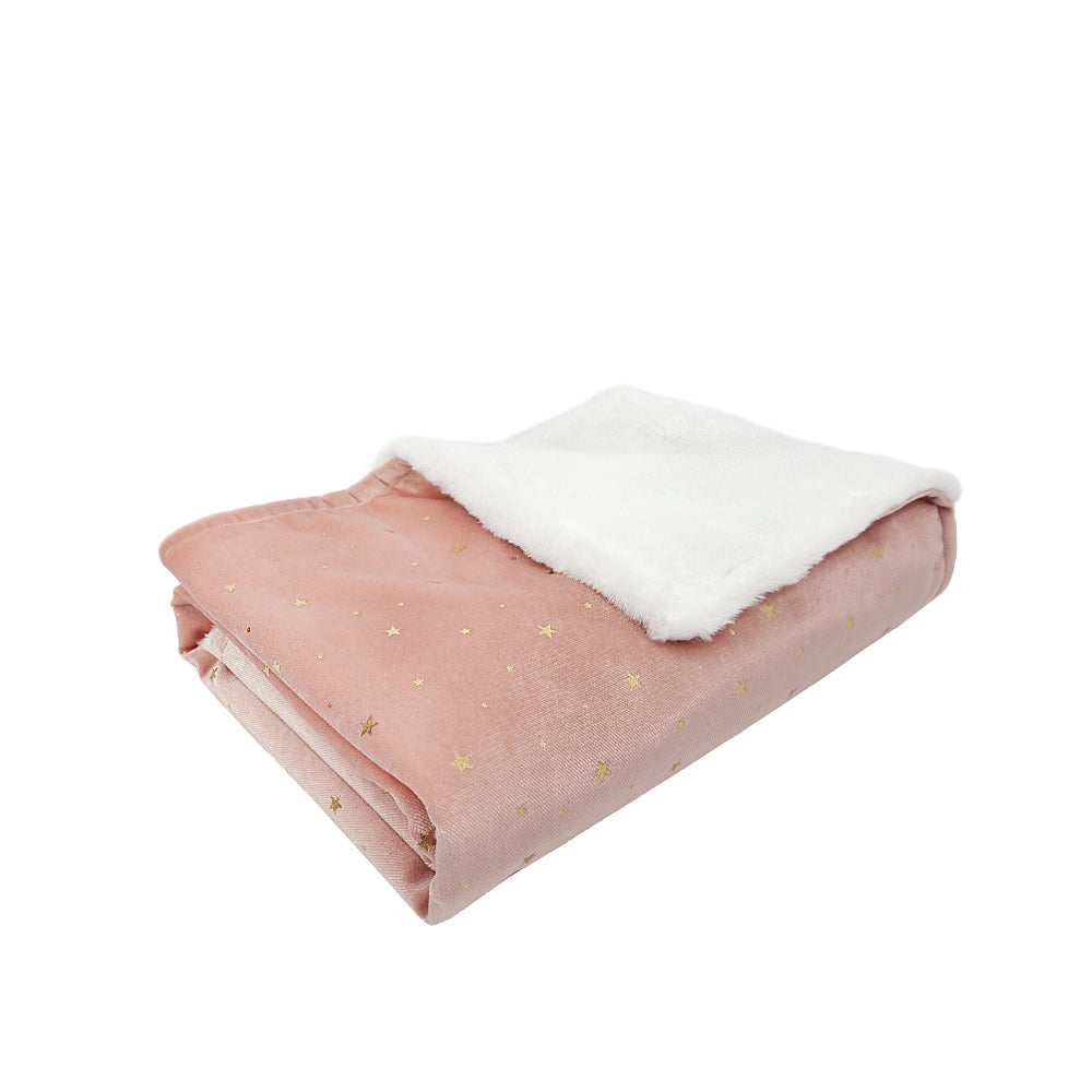 Celestial Velvet and Faux Fur Baby Blanket - Pale Rose Pink Blankets MON AMI   