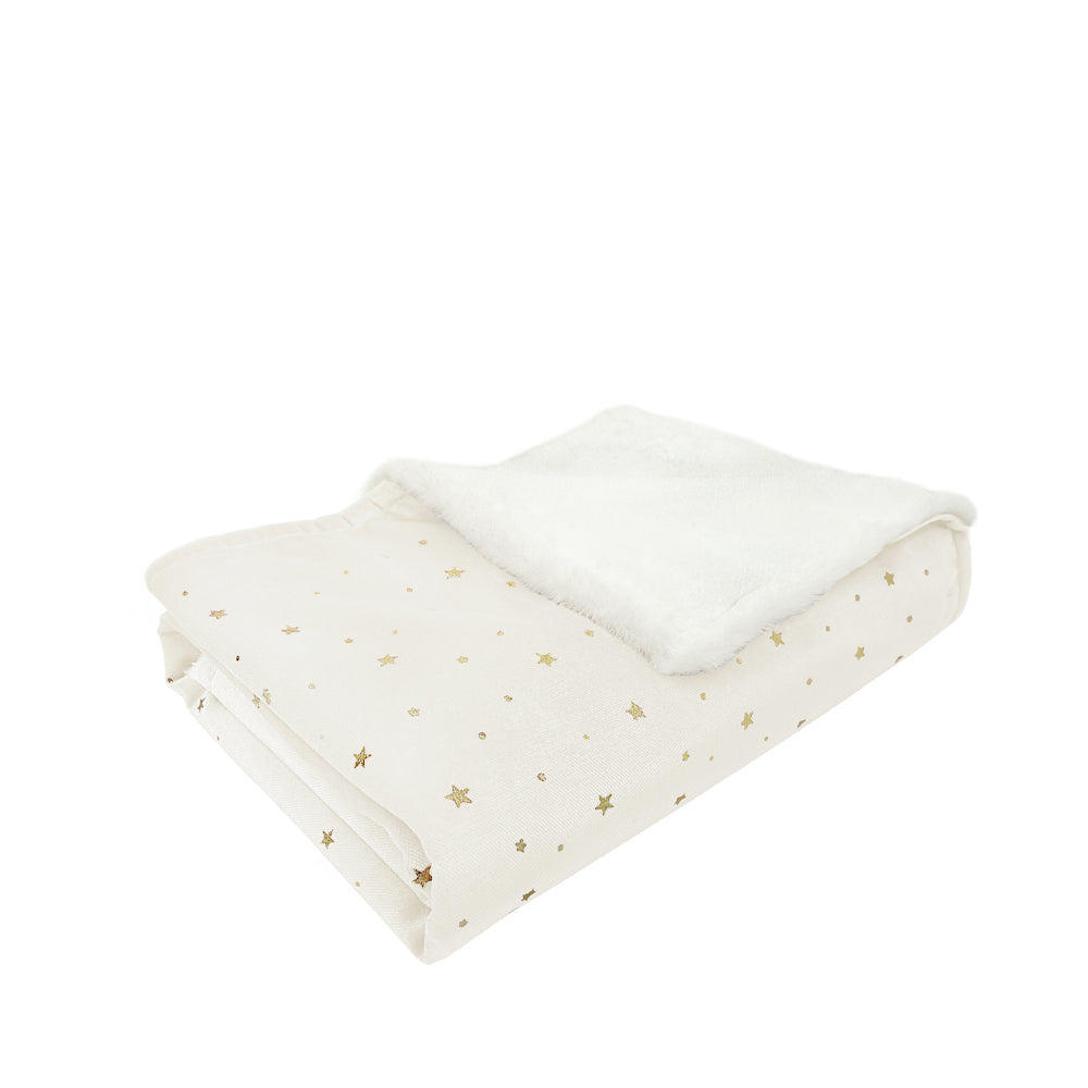 Celestial Velvet and Faux Fur Baby Blanket - White Blankets MON AMI   