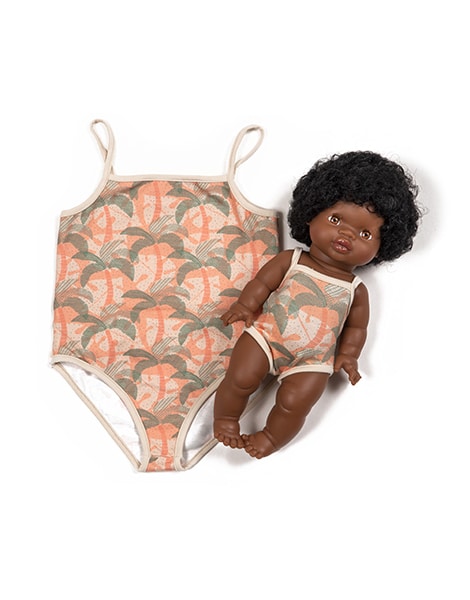 Minikane Doll & Me -Bahia Swimsuit in Palm Trees jersey Doll Clothing Minikane   