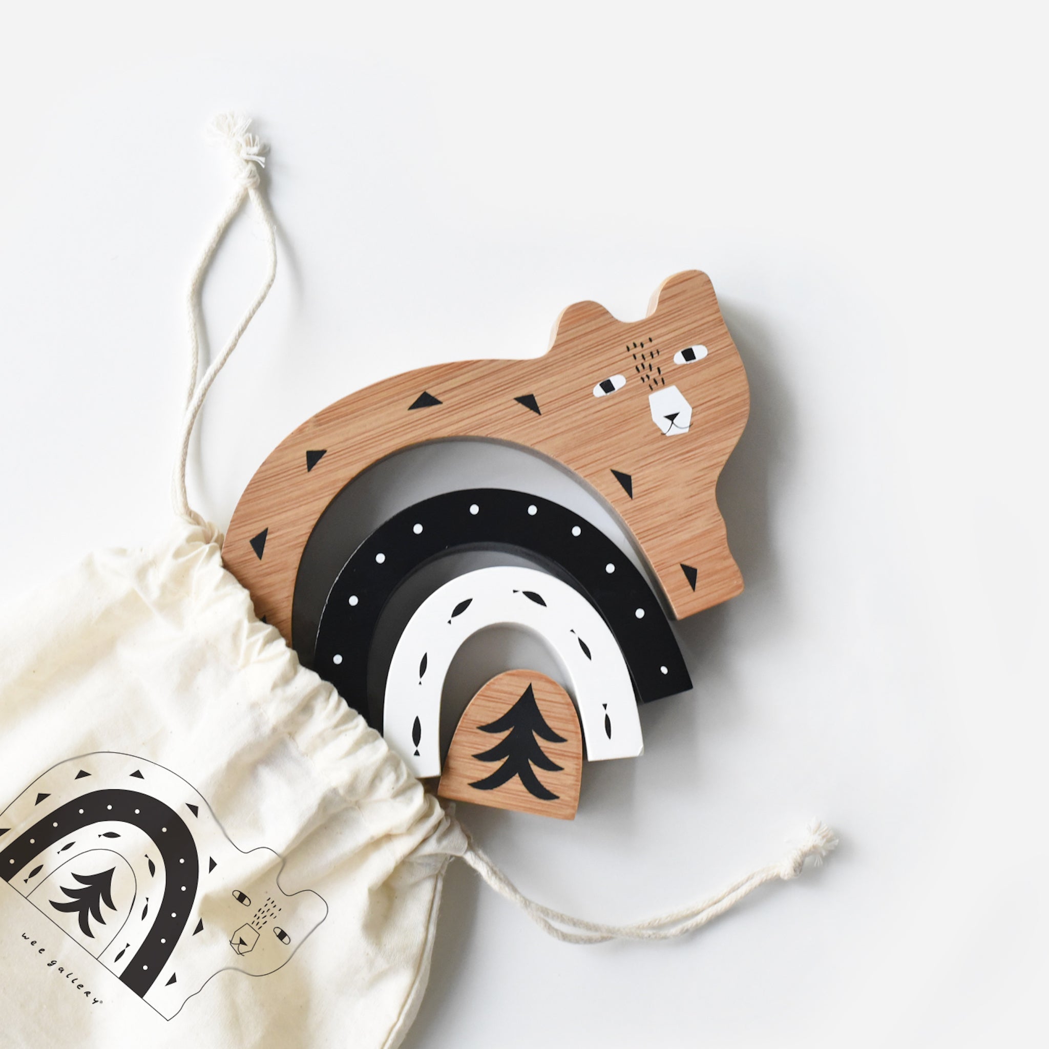 Bamboo Nesting Bear Wooden Toys Wee Gallery   