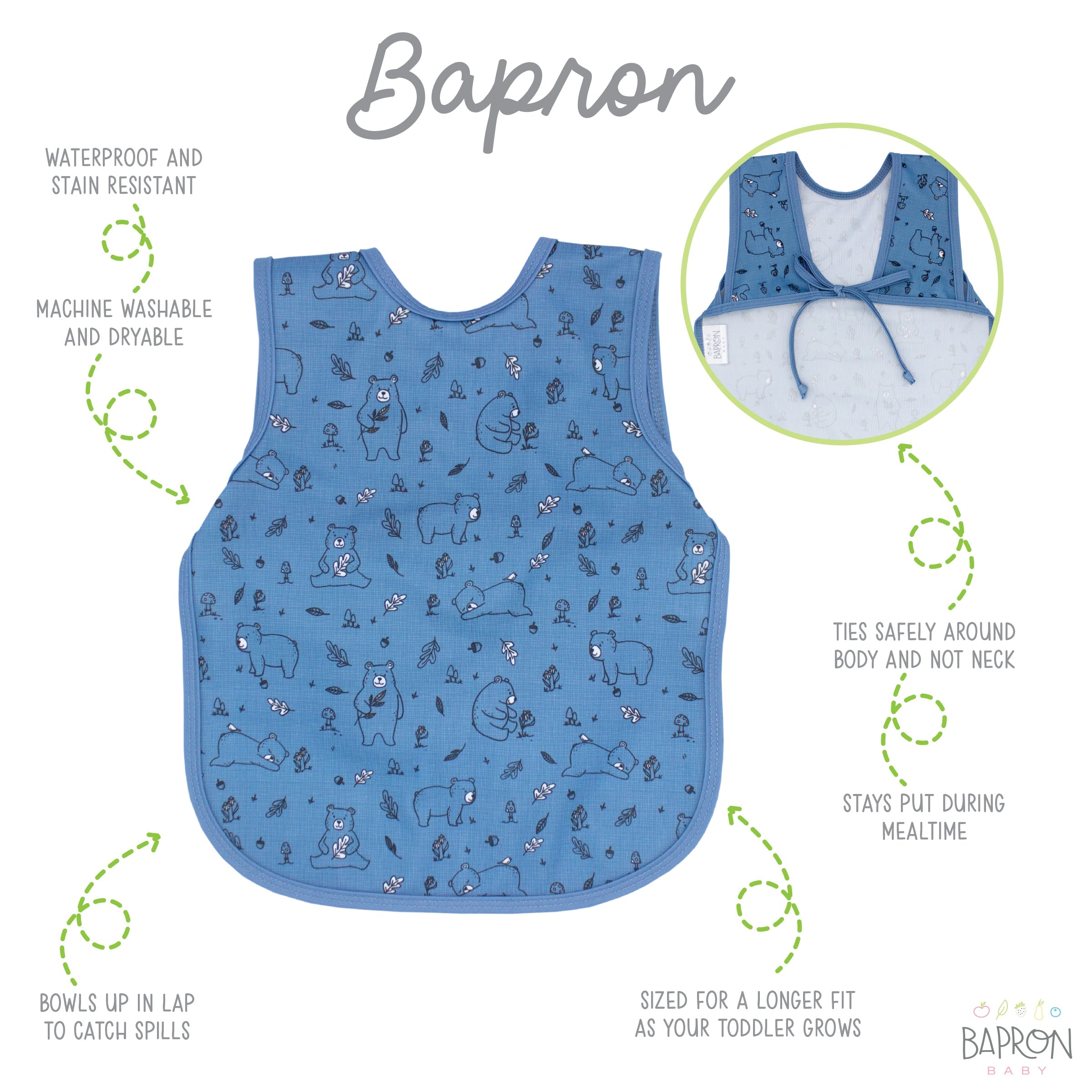 Bears In Blue Bapron  BapronBaby   