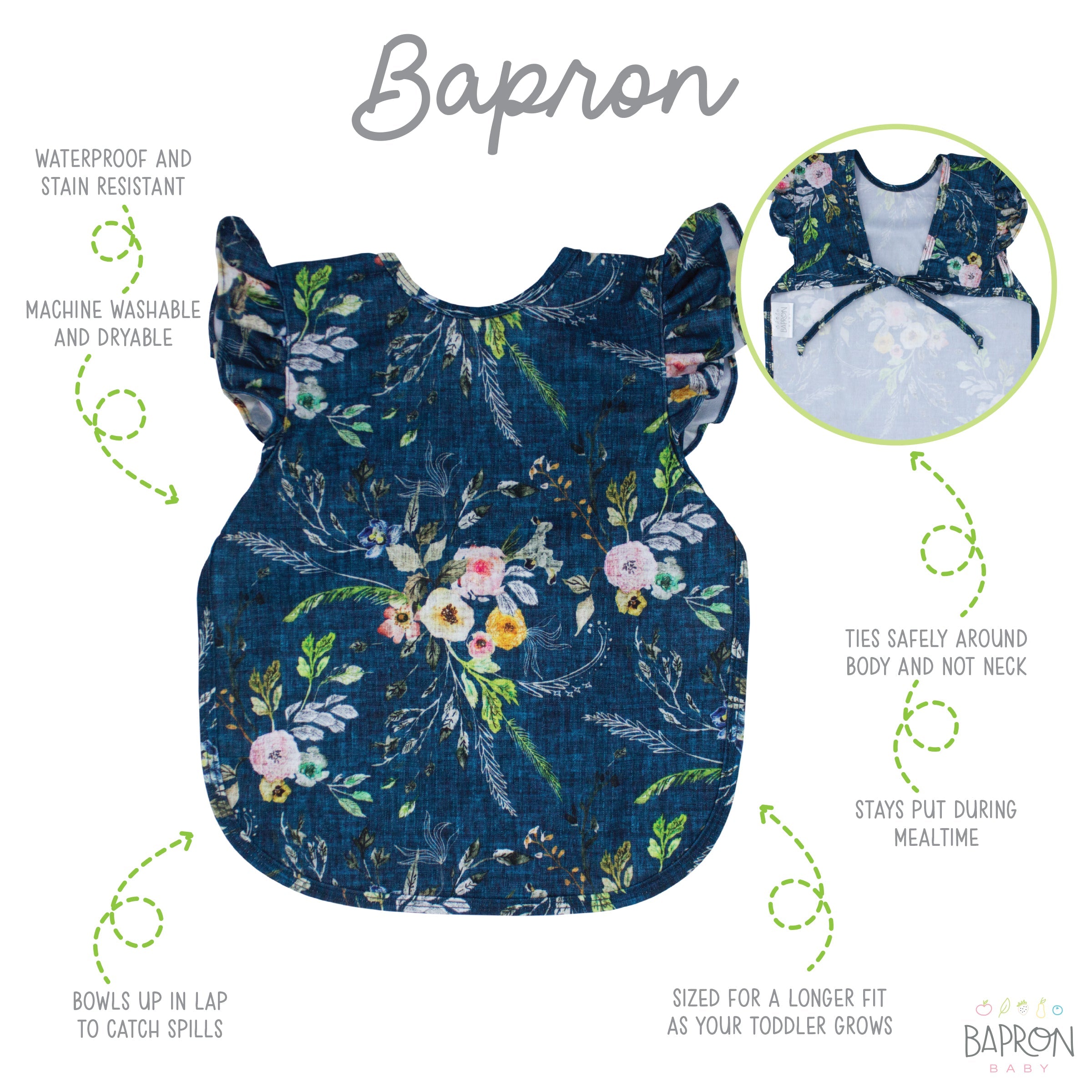 Boho Floral Flutter Bapron  BapronBaby   