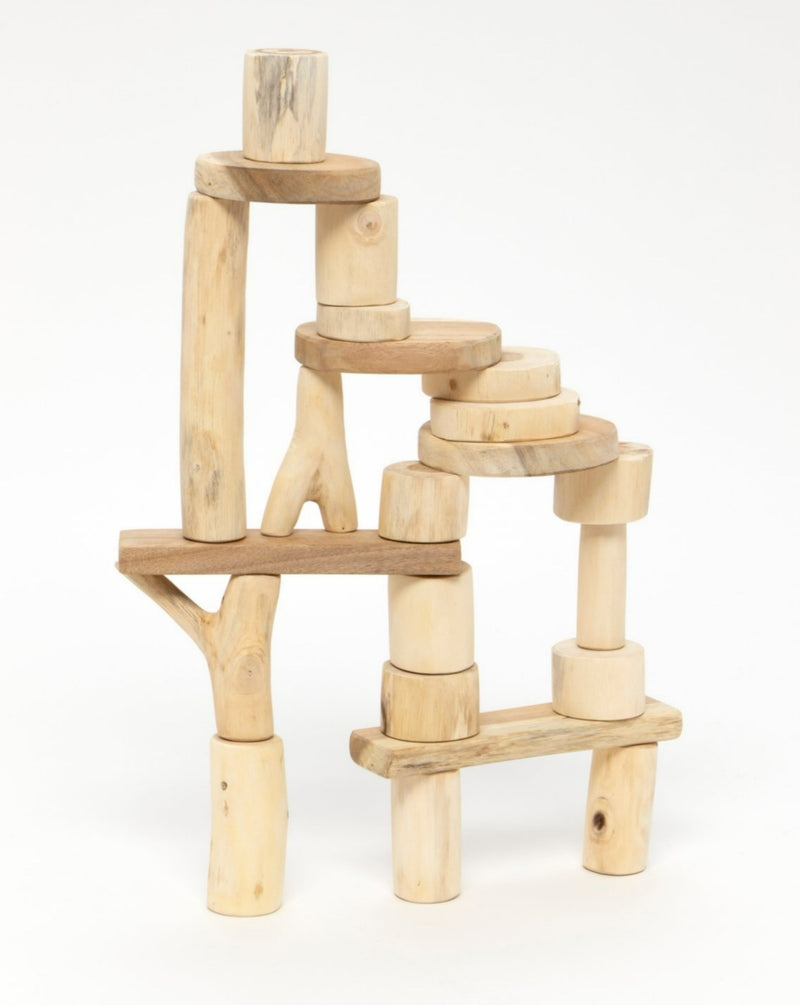 Tree Blocks Baby Blocks Bark-less Set - 12 Pieces