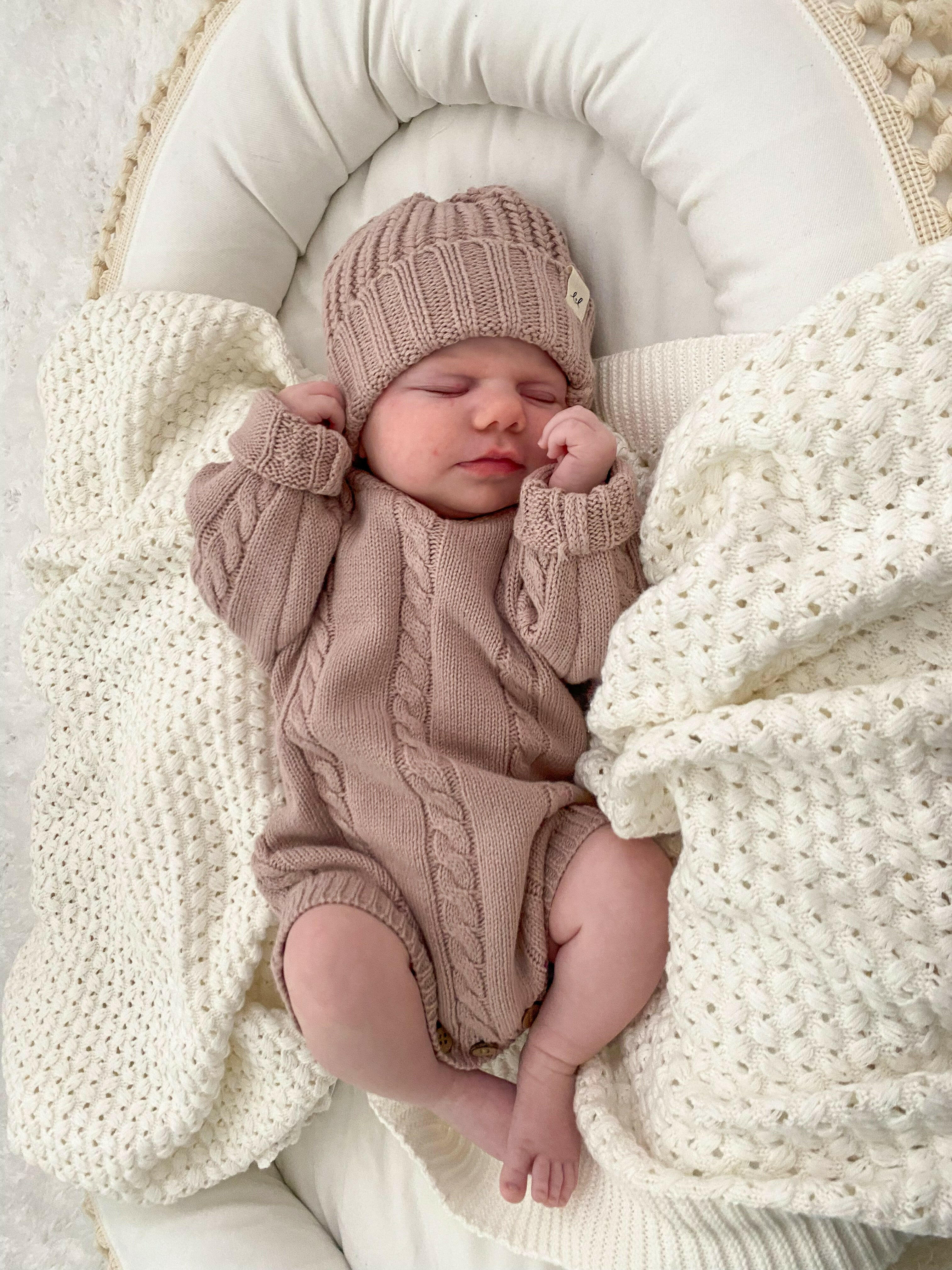 Chunky Knit Beanie - Dusty Petal  Luna + Luca   