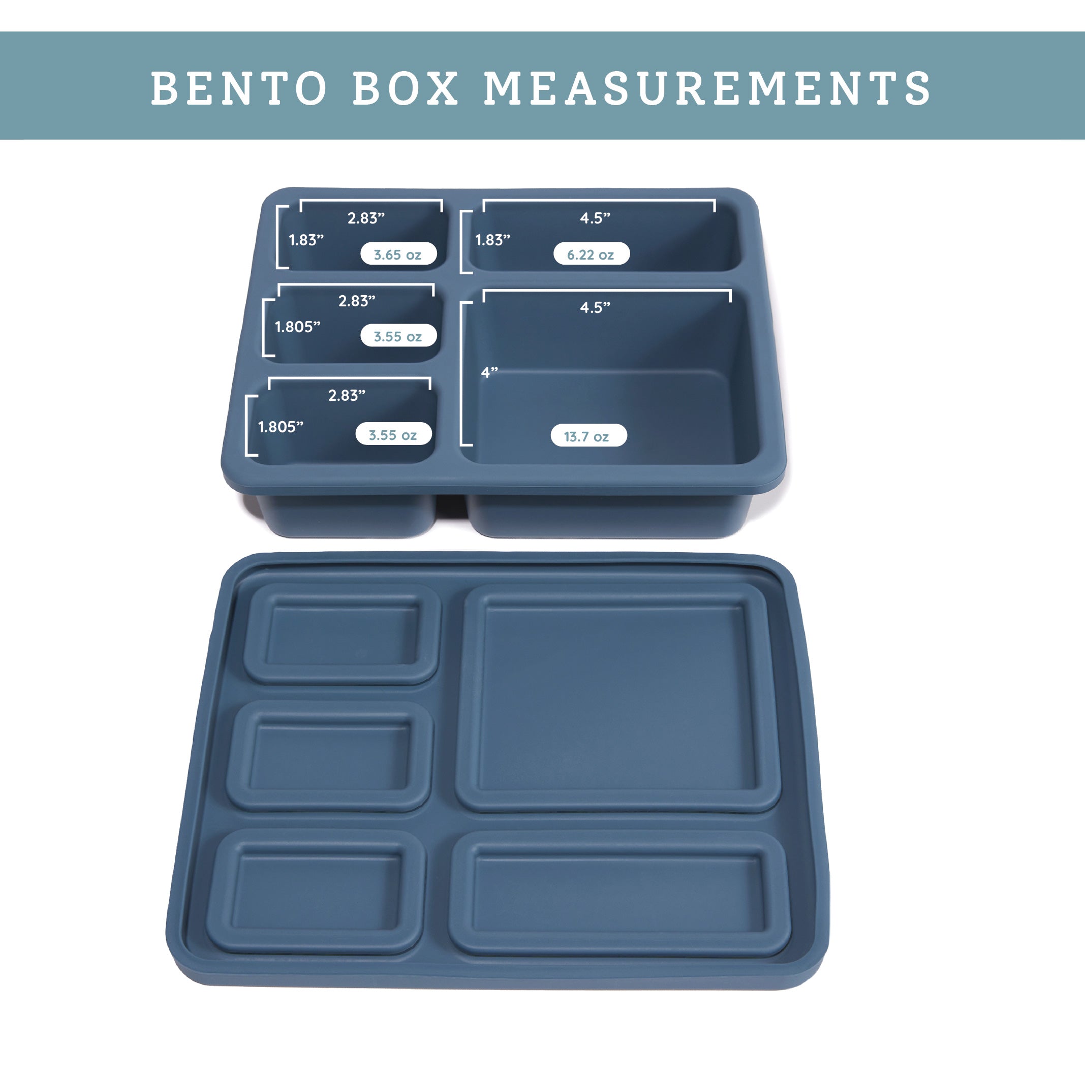 Silicone Bento Box Solid Newport Blue  Austin Baby Collection   