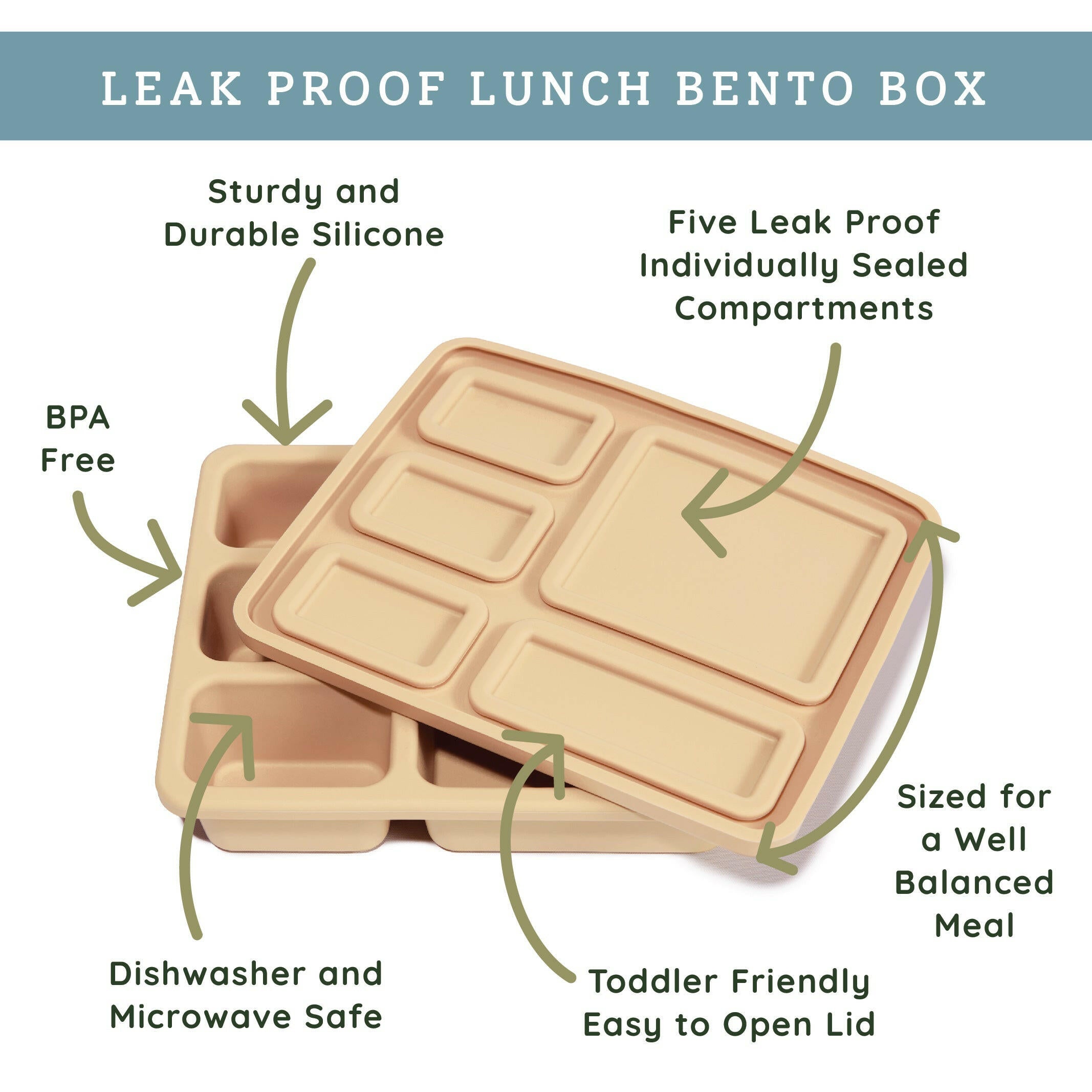 Silicone Bento Box Woodland Oat  Austin Baby Collection   