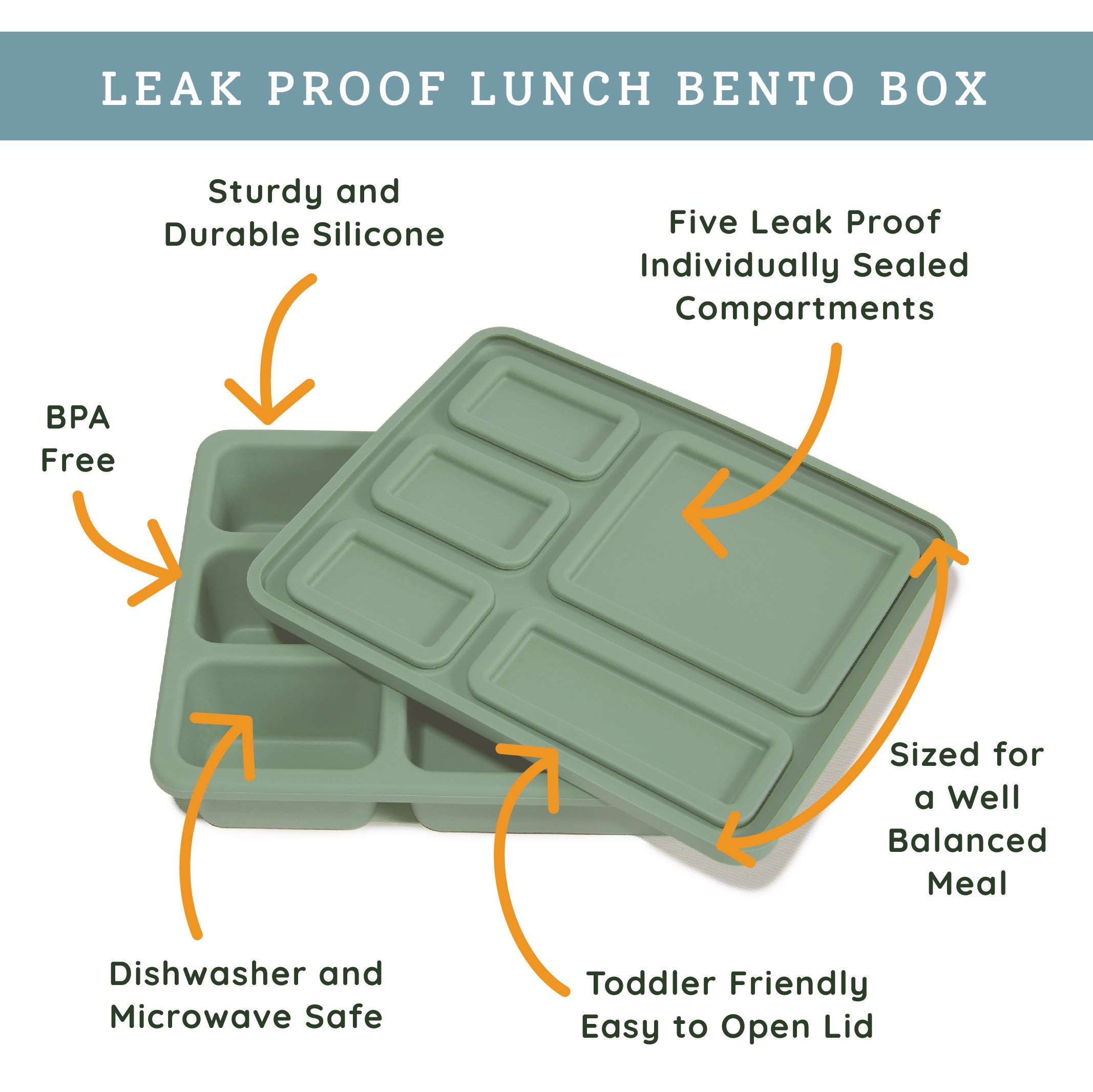 Silicone Bento Box Camper Sage Green  Austin Baby Collection   