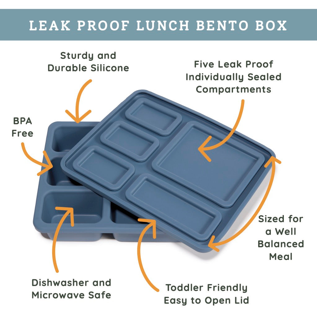 Silicone Bento Box Solid Newport Blue  Austin Baby Collection   