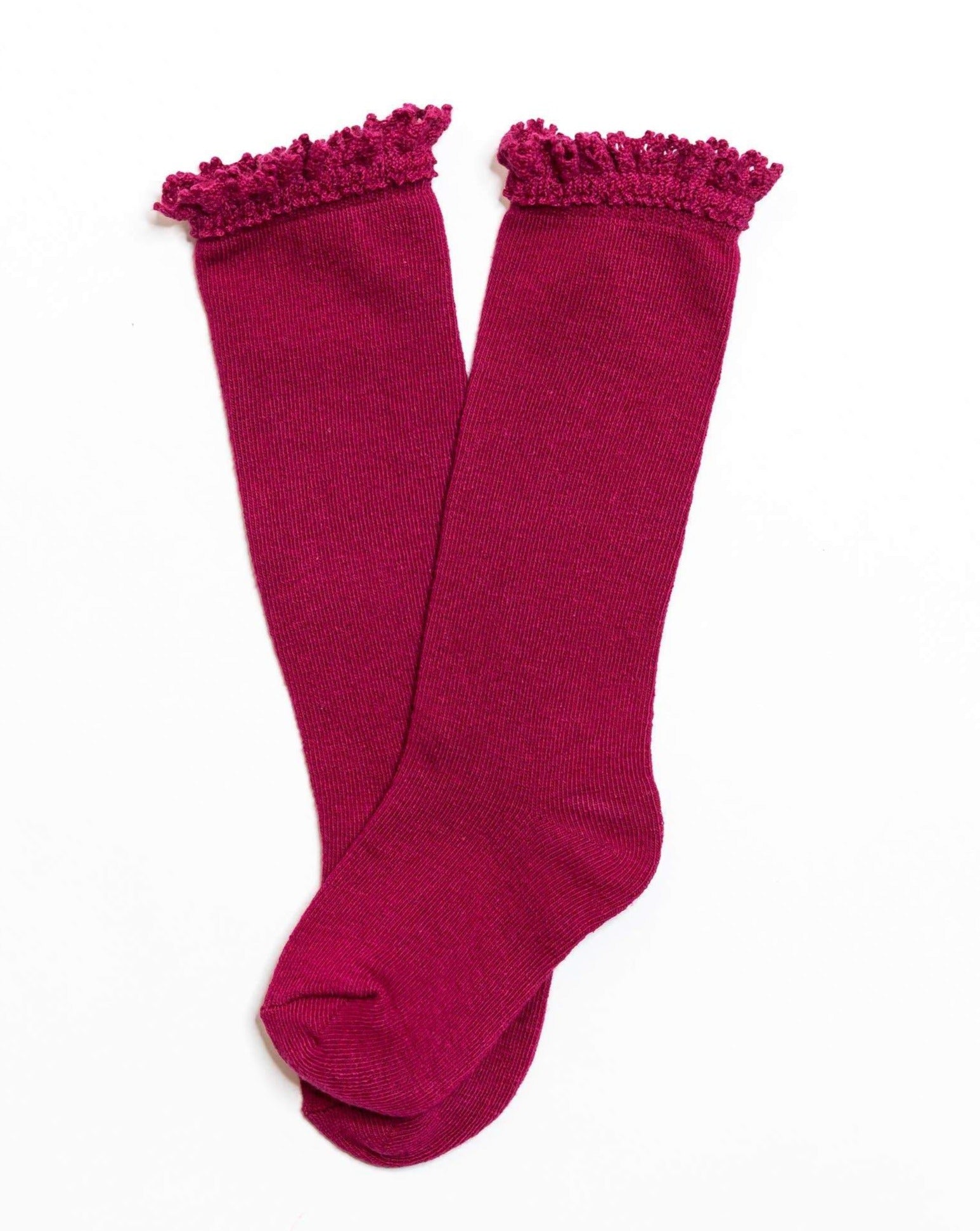 Berry Lace Top Knee Highs Socks Little Stocking Co   