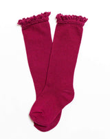 Berry Lace Top Knee Highs