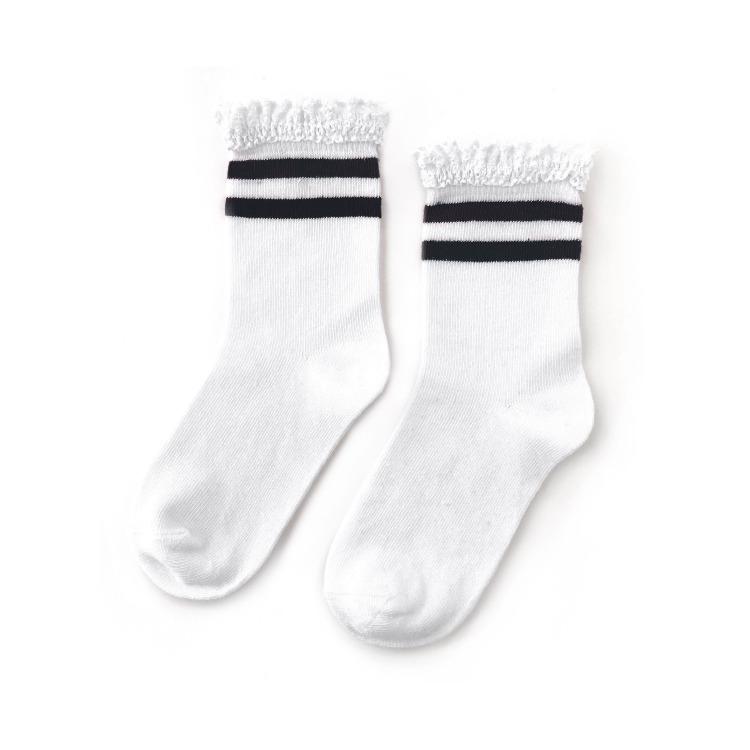 Black Stripe Lace Midi Socks