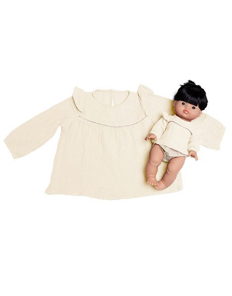 Minikane Doll & Me Outfits - Marina Blouse in Cotton Double Gauze Ecru Doll Clothing Minikane   