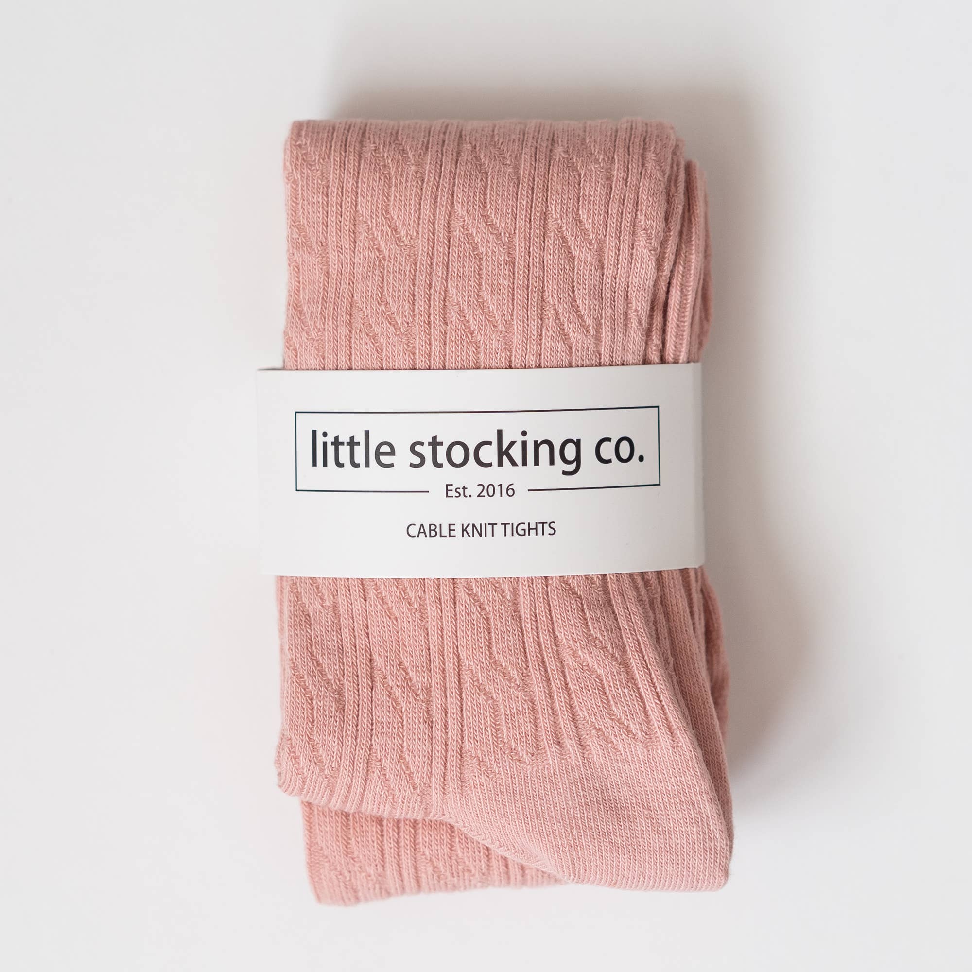 Blush Cable Knit Tights Tights Little Stocking Co 0/6M Blush 