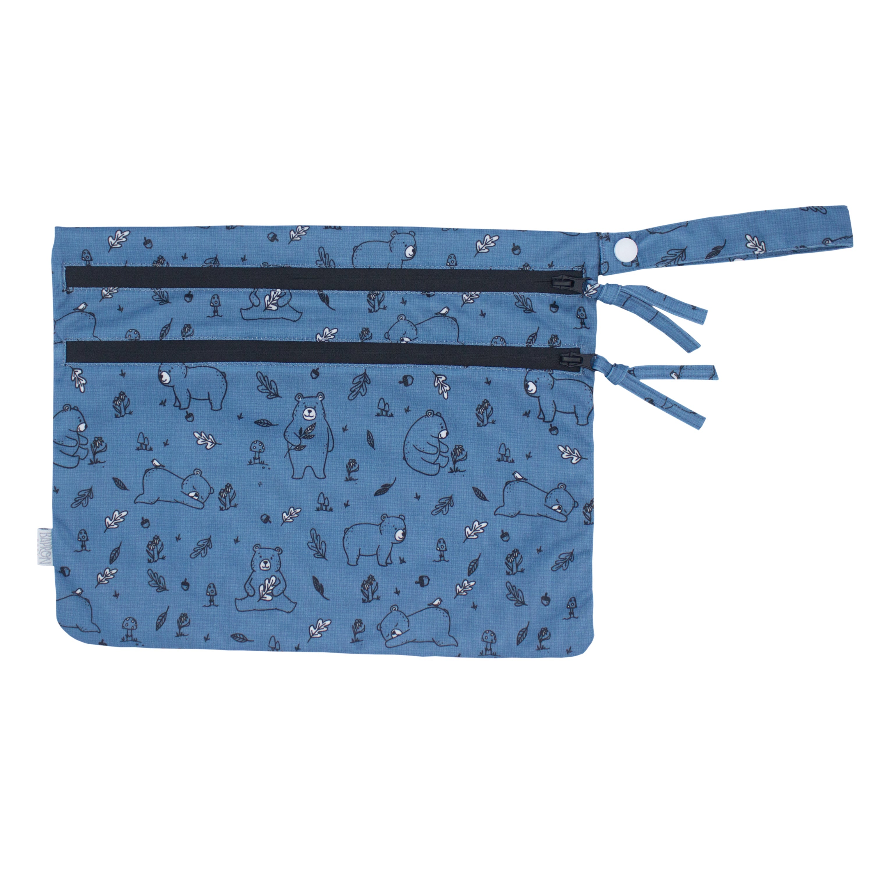 Bears In Blue - Waterproof Wet Bag (For mealtime, on-the-go, and more!)  BapronBaby   