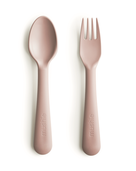 Fork and Spoon Set -Blush feeding Mushie   