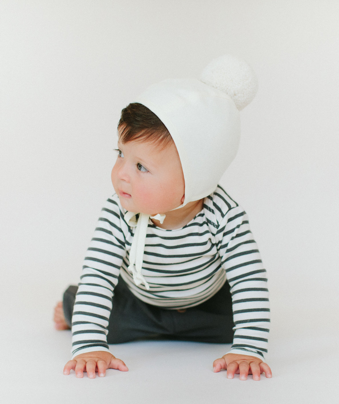 Ivory Pom Bonnet Cotton-Lined Bonnets Briar Baby®   