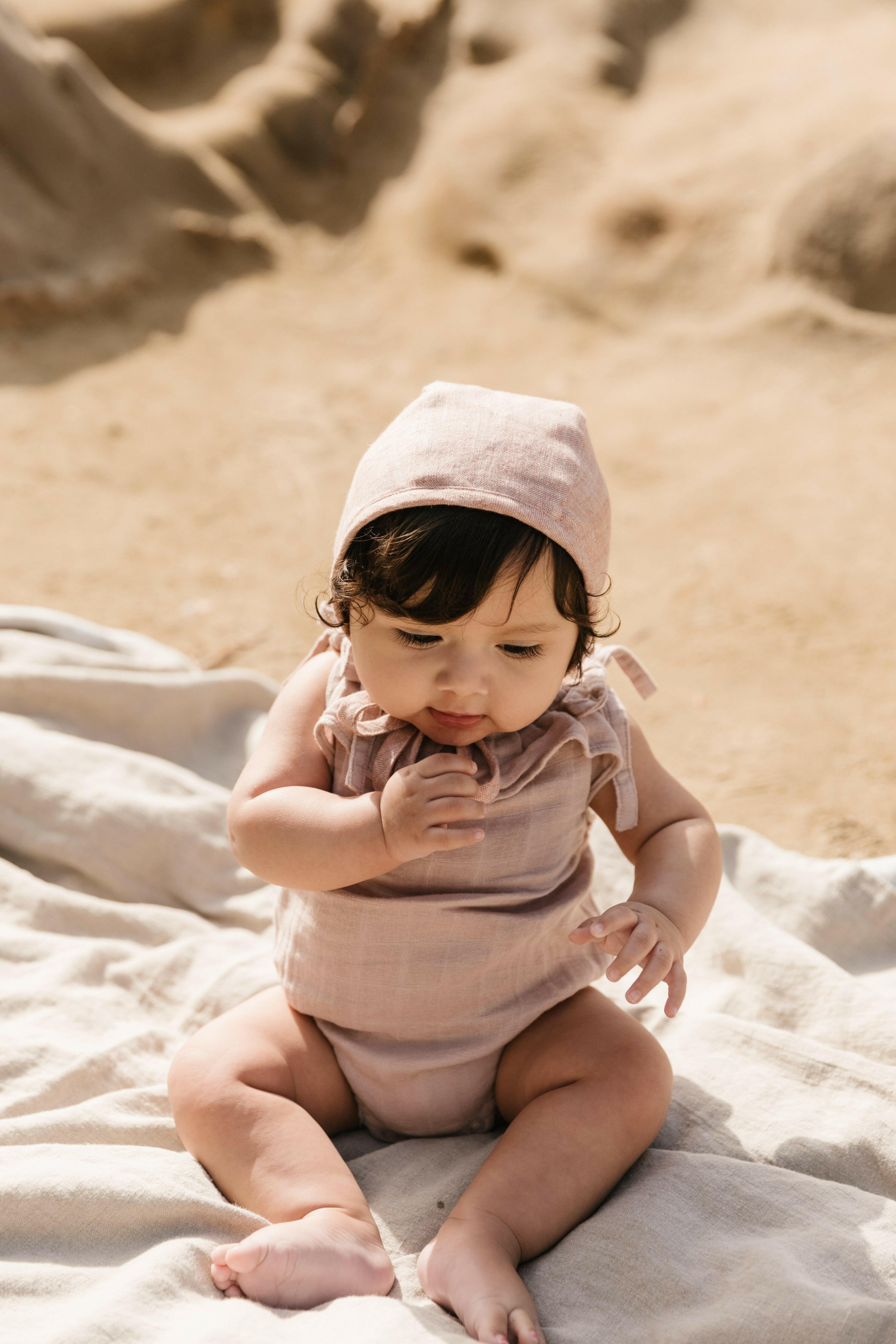Blush Linen Bonnet Cotton-Lined Bonnets Briar Baby®   