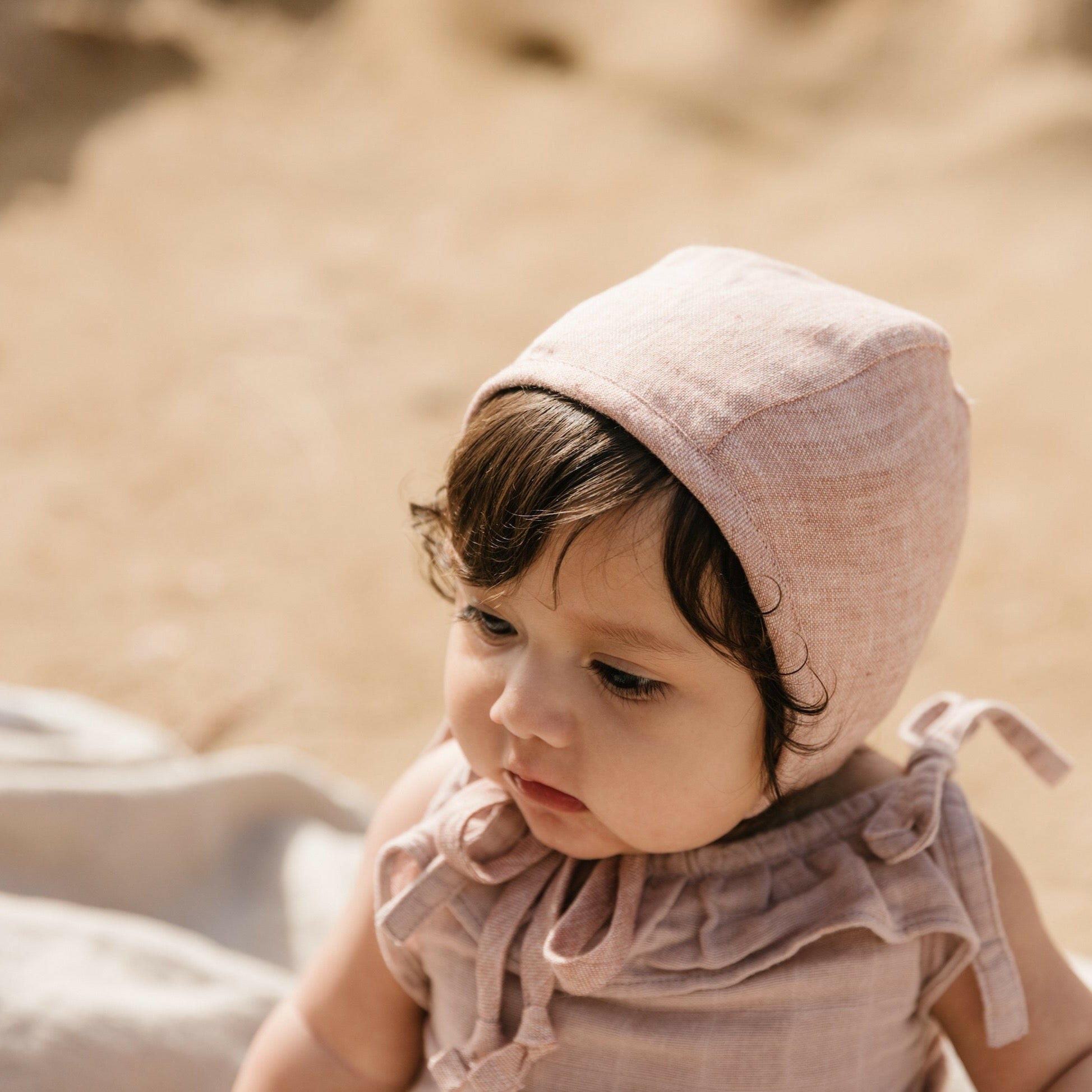 Blush Linen Bonnet Cotton-Lined Bonnets Briar Baby®   